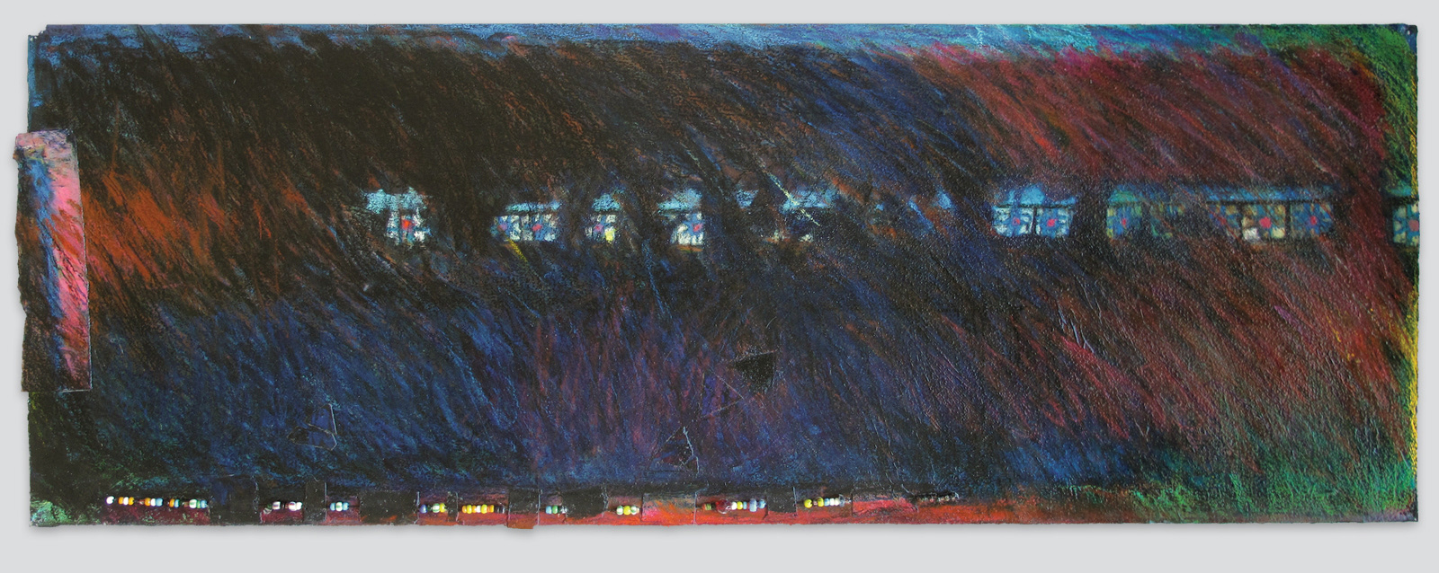 "Orient Express" | mixed media, collage & beads on Arches cover | 30.25" x 11" | 2013