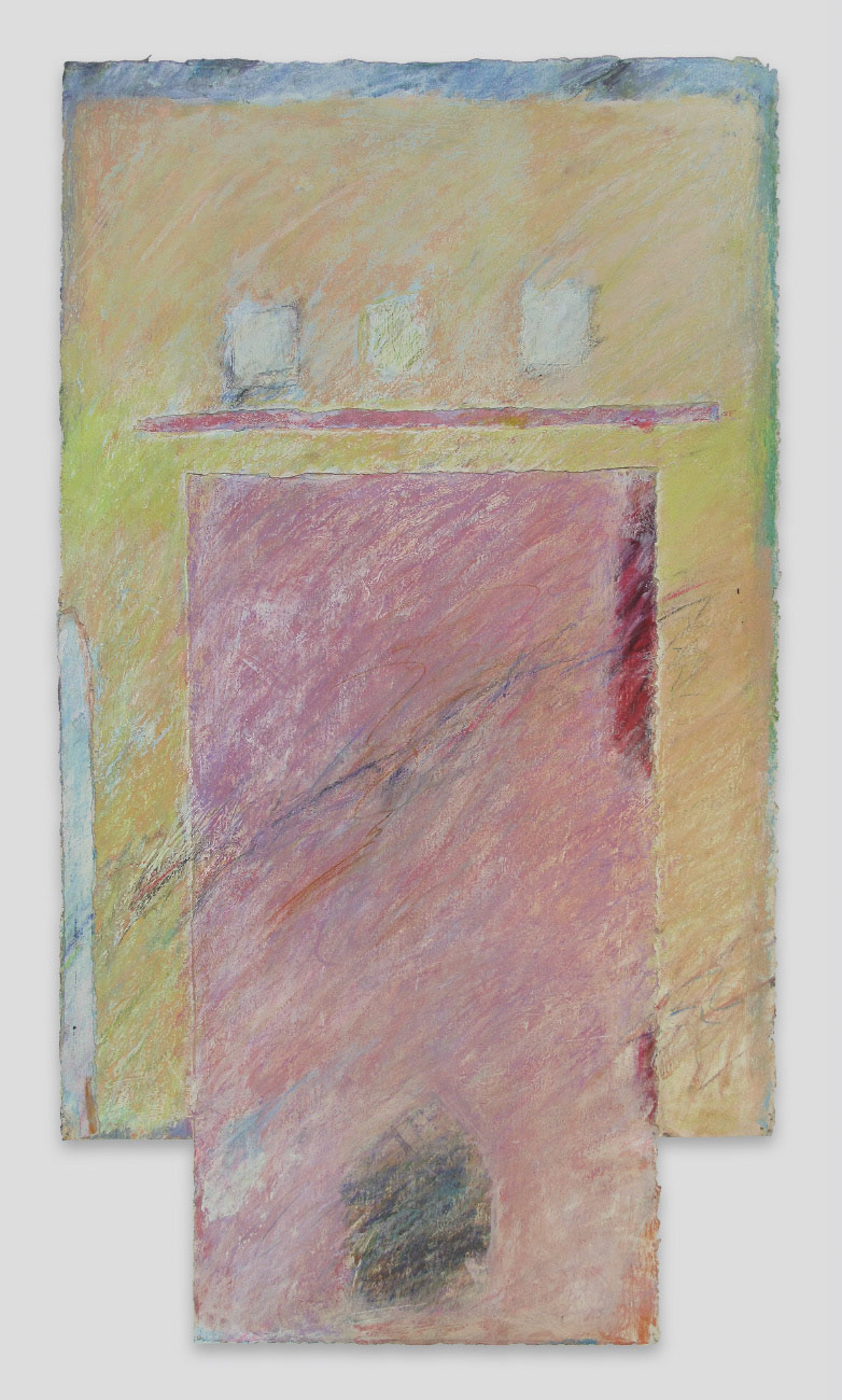 "Country Church & Cemetery" | pastel & collage on gray Stonehenge paper | 26" x 14.5" | 1987