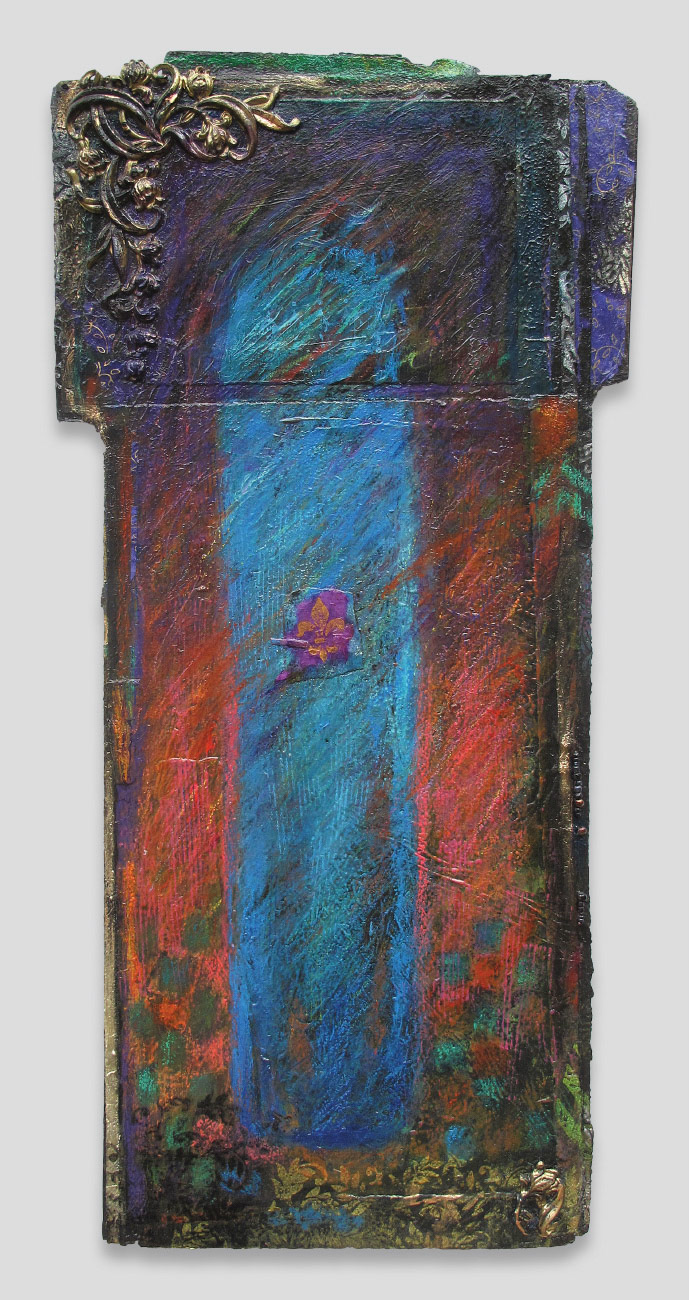 "The Queens Shroud" | mixed media, collage & assemblage on panel | 22.25" x 11" x .5" | 2015