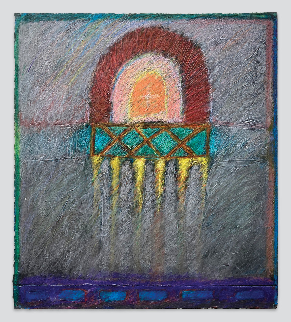 "View from the Glass House" | mixed media on black Arches cover | 4.375" x 21.75" | 1995 | SOLD