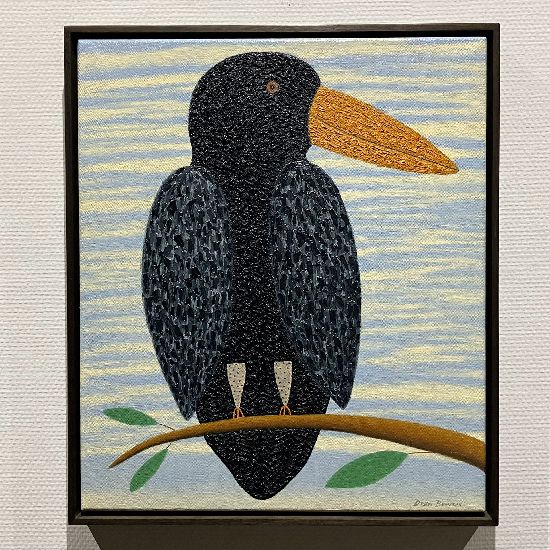 木に止まるキツツキ 56×48cm 油絵