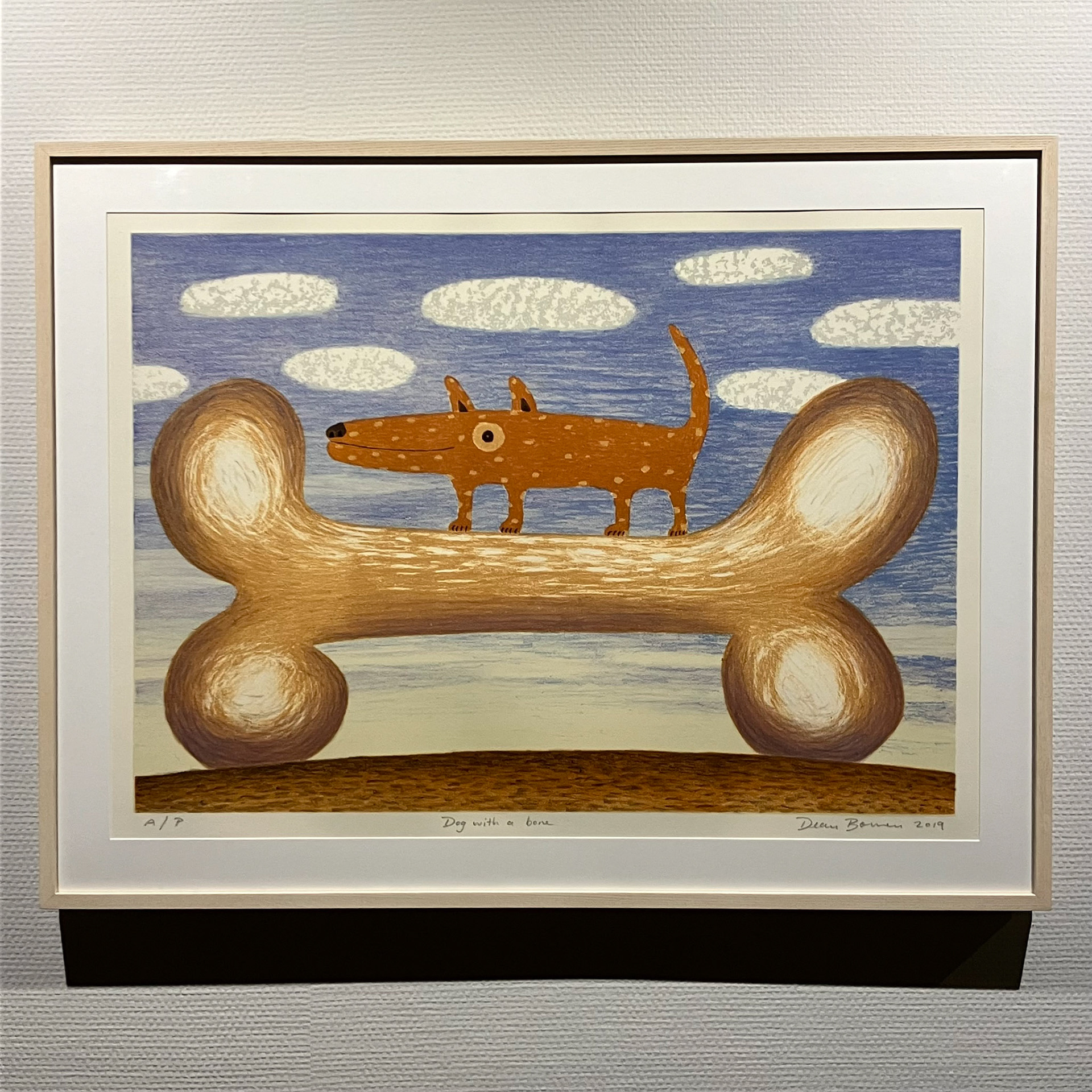 犬と骨 63×83cm リトグラフ