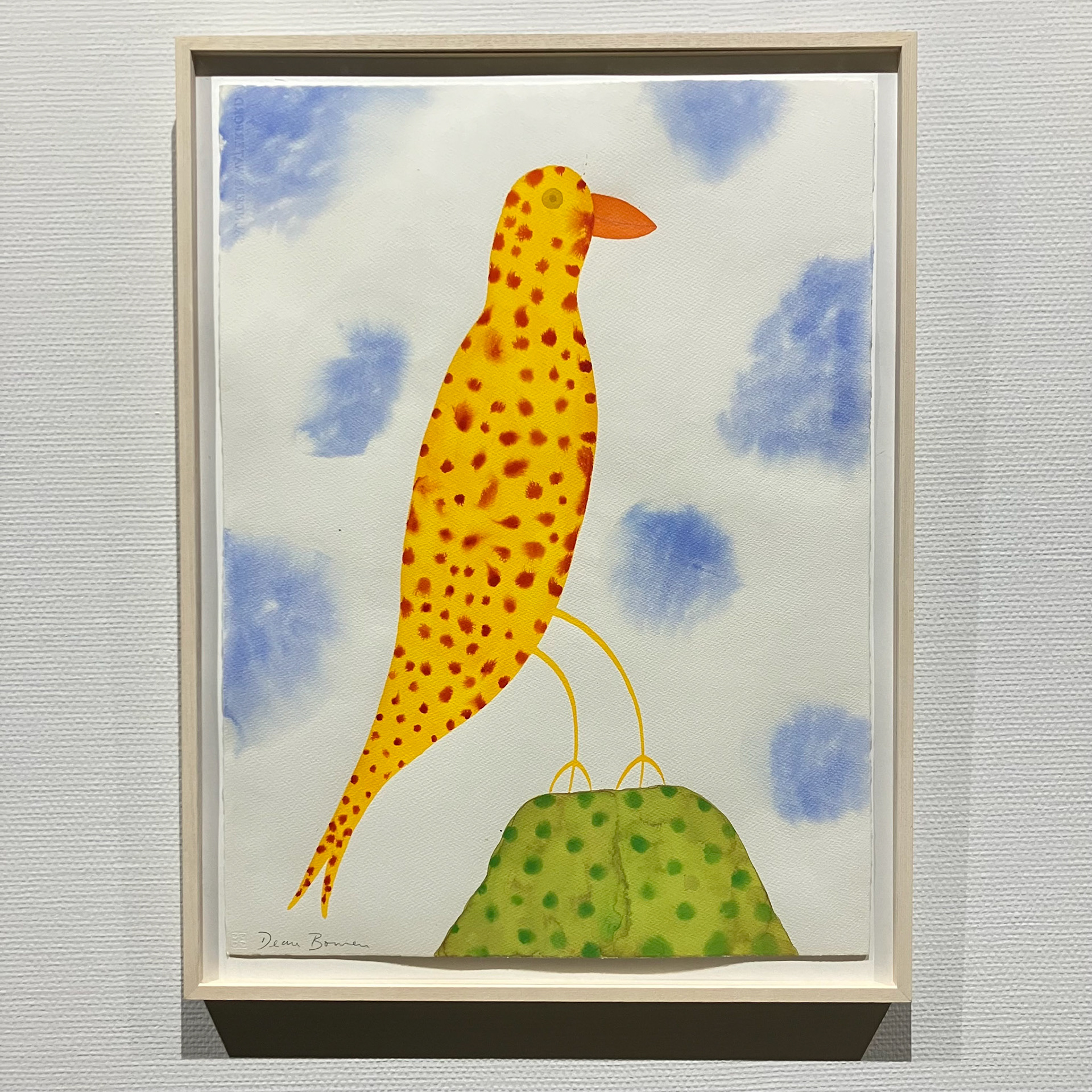 塚で休むカナリア 83×63cm 水彩画