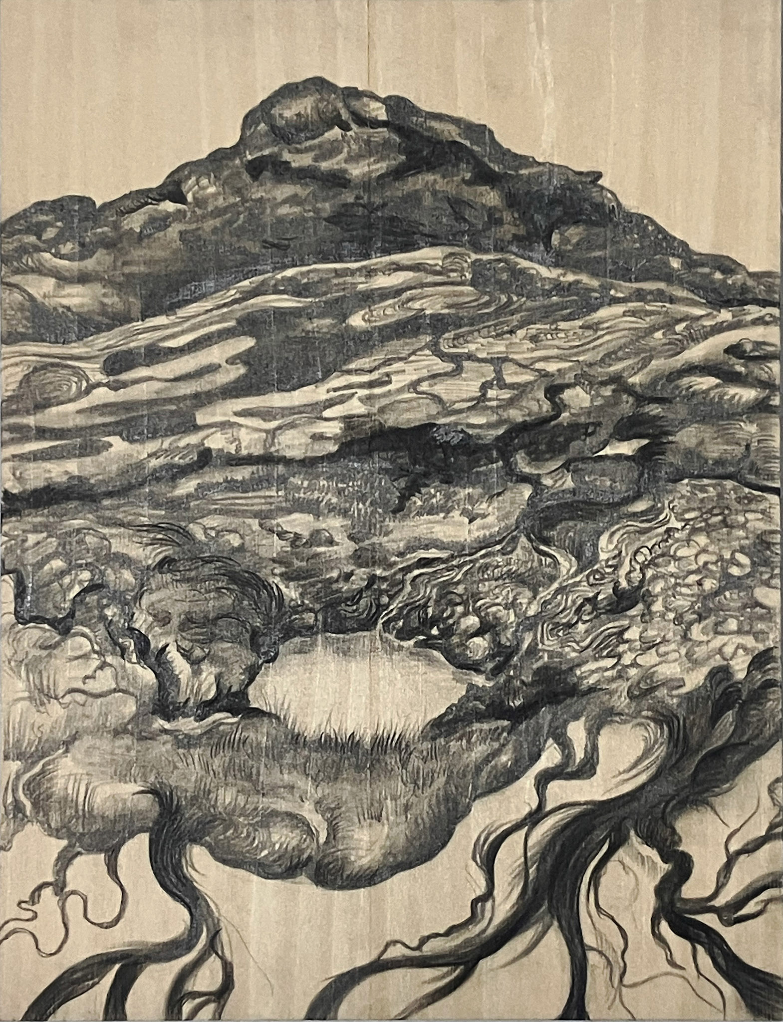 鴻池朋子そ_ワカタケル板絵b30x22.4cm