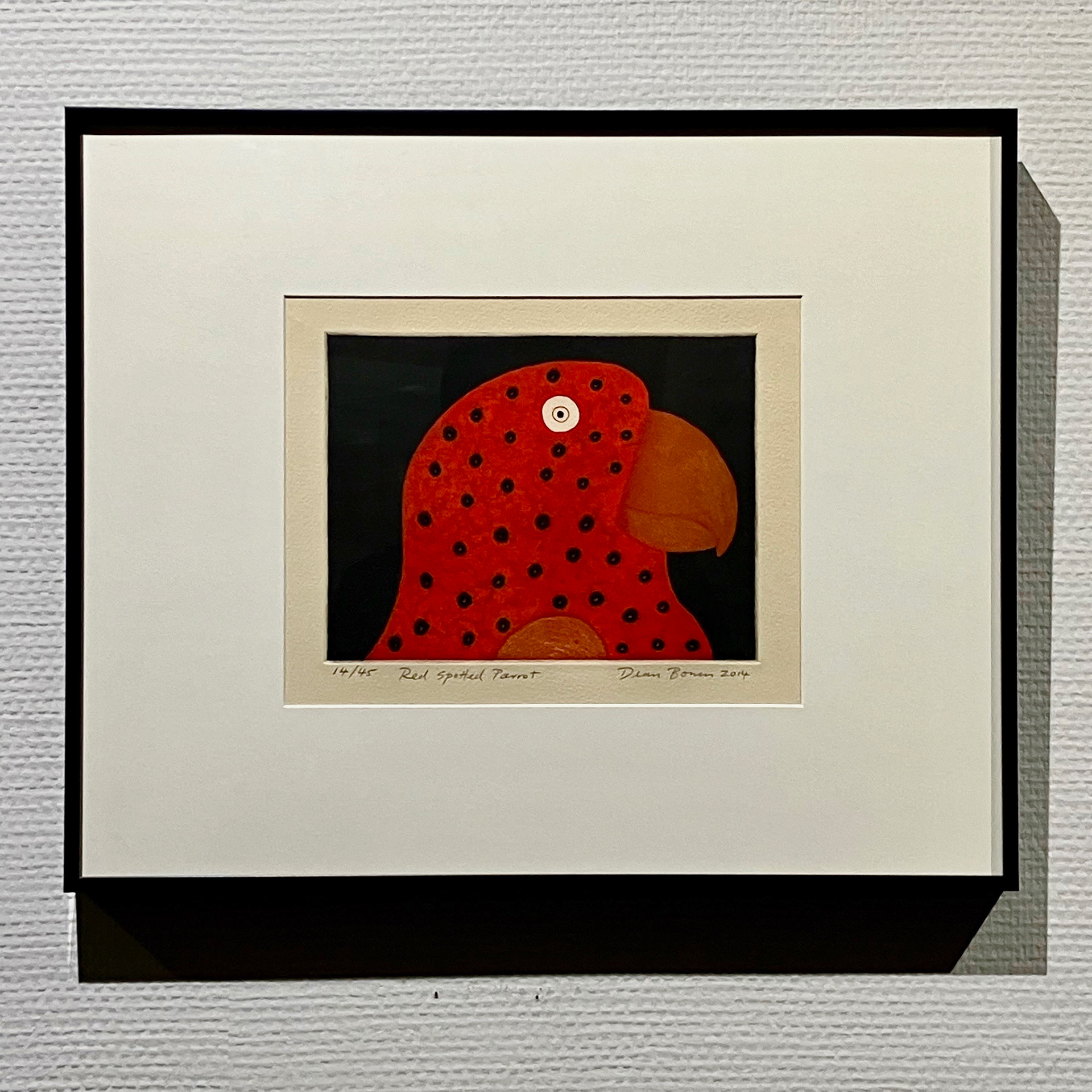 赤いまだら模様のオウム 35×42.5cm 銅版画