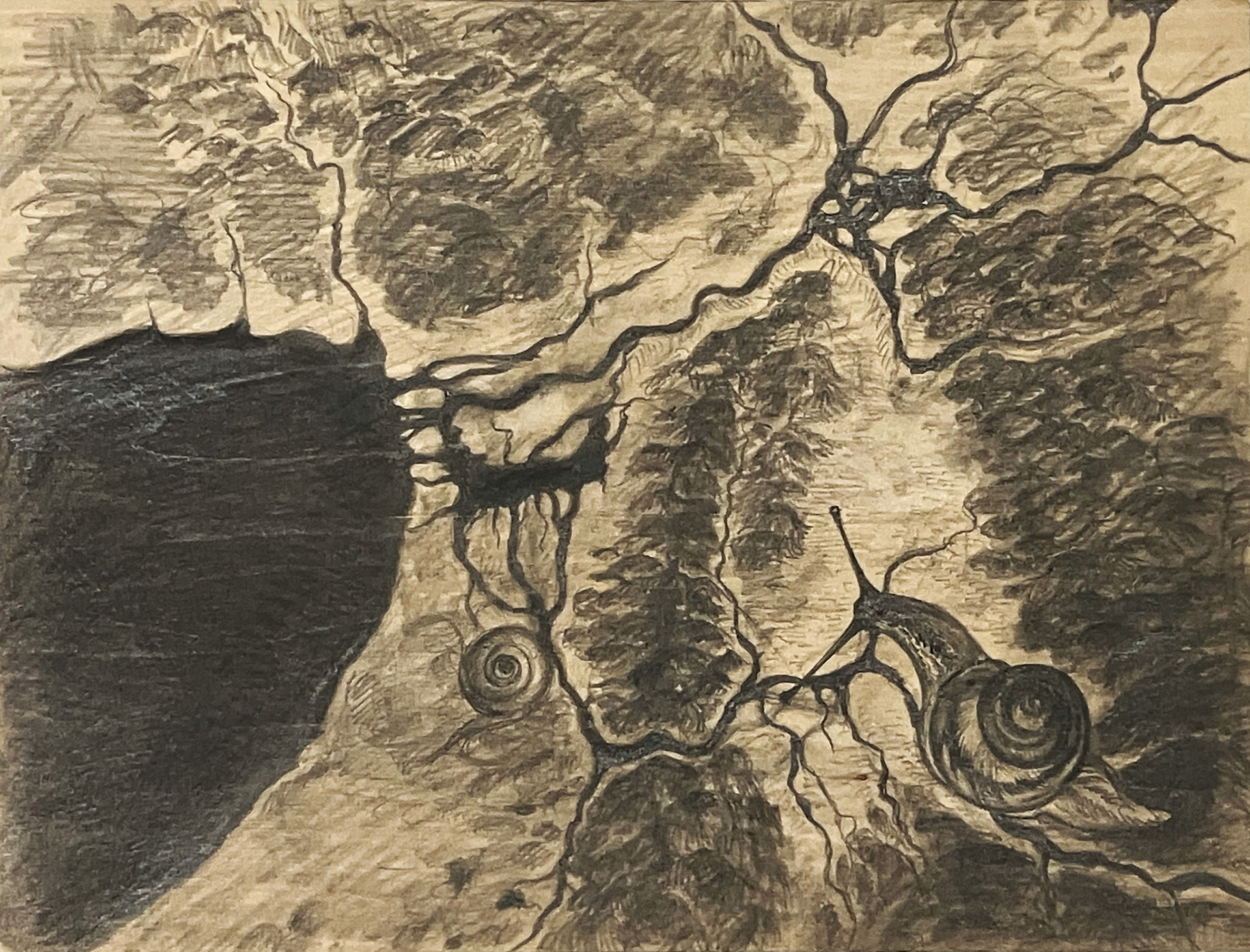 鴻池朋子ち_ワカタケル板絵d大阪湾30x22.4cm