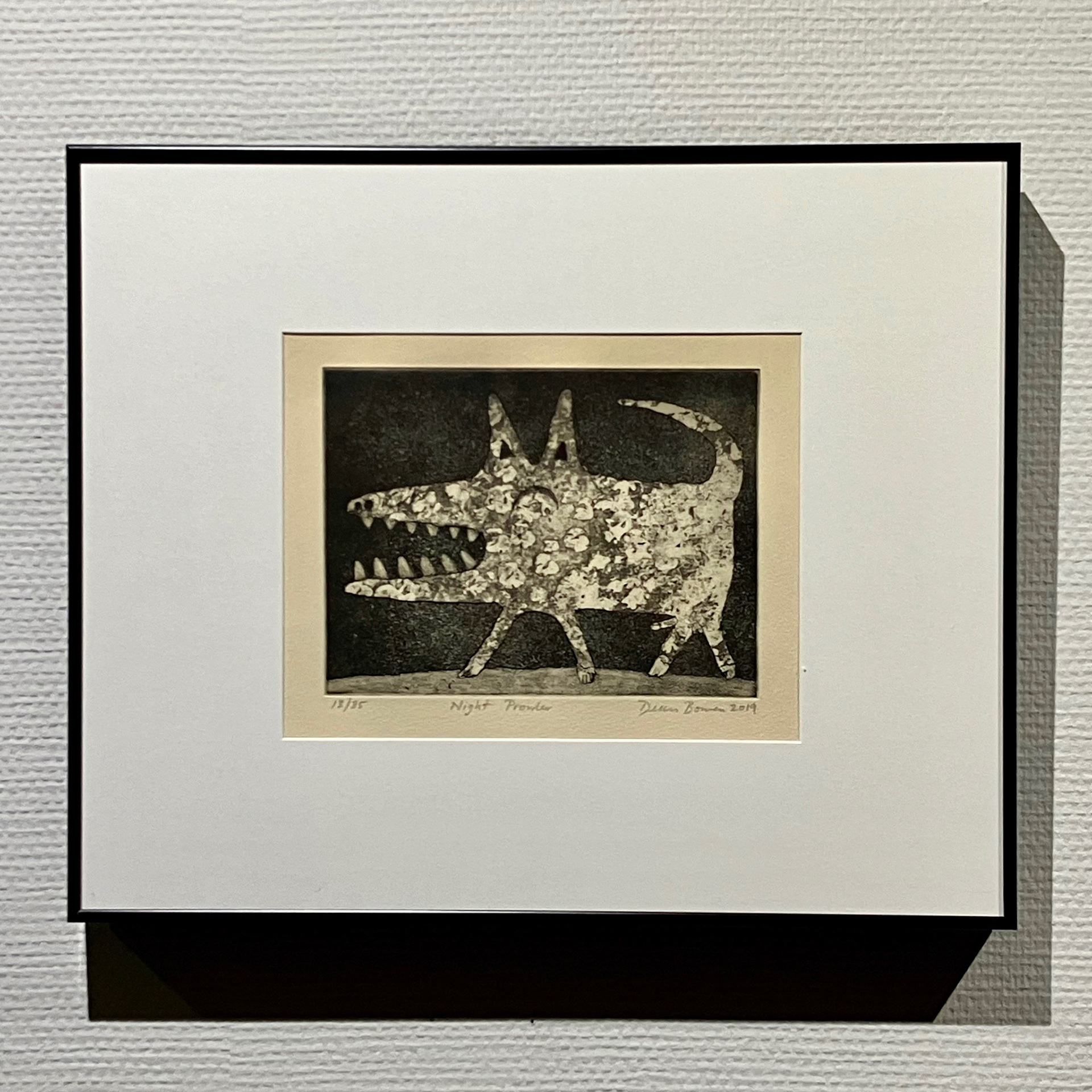 夜にうろつく犬版画 35×42.5cm 銅版画