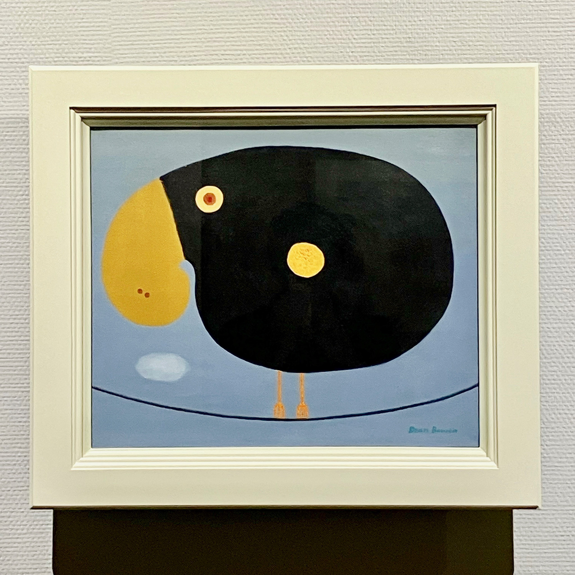 電線の上の黒いドードー 50×58cm 油絵