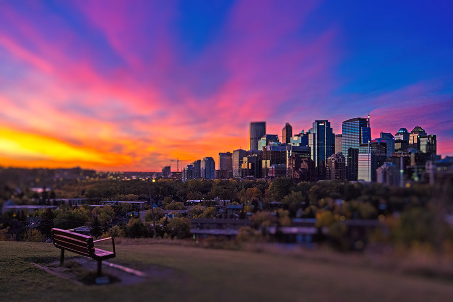 Calgary skyline sunrise