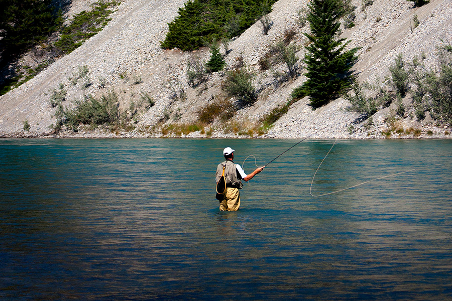 Banff Bow River flyfishing fisherman