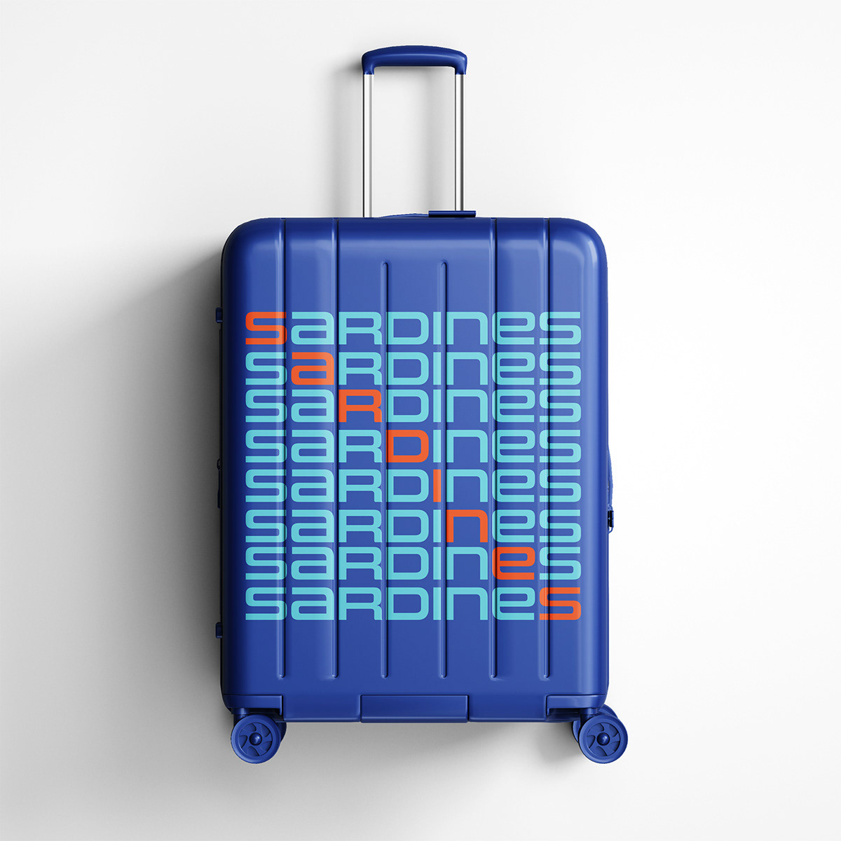 Stacked wordmark suitcase