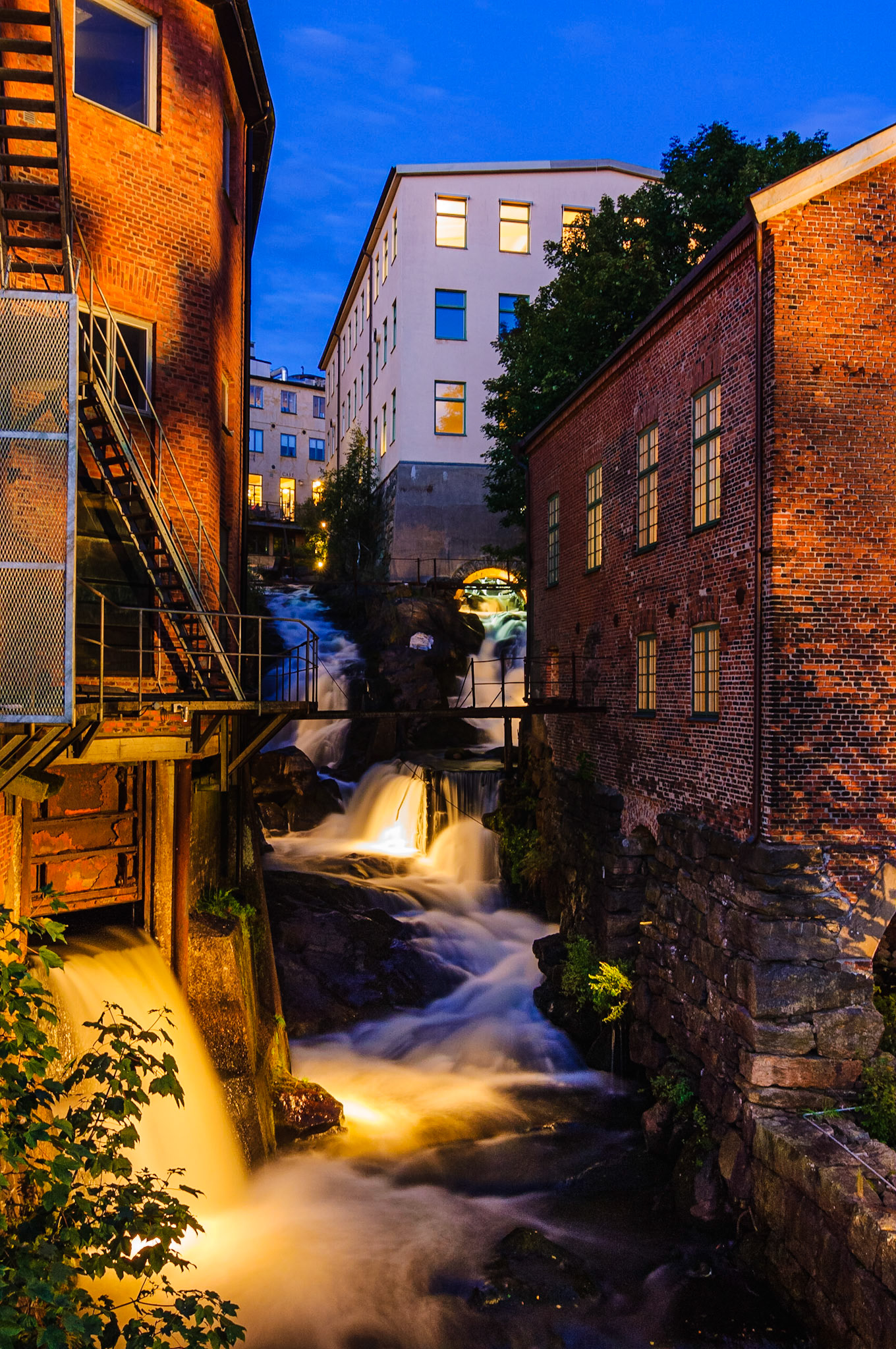 Waterfall at Mölndals Kvarnby . Mölndal , Sweden