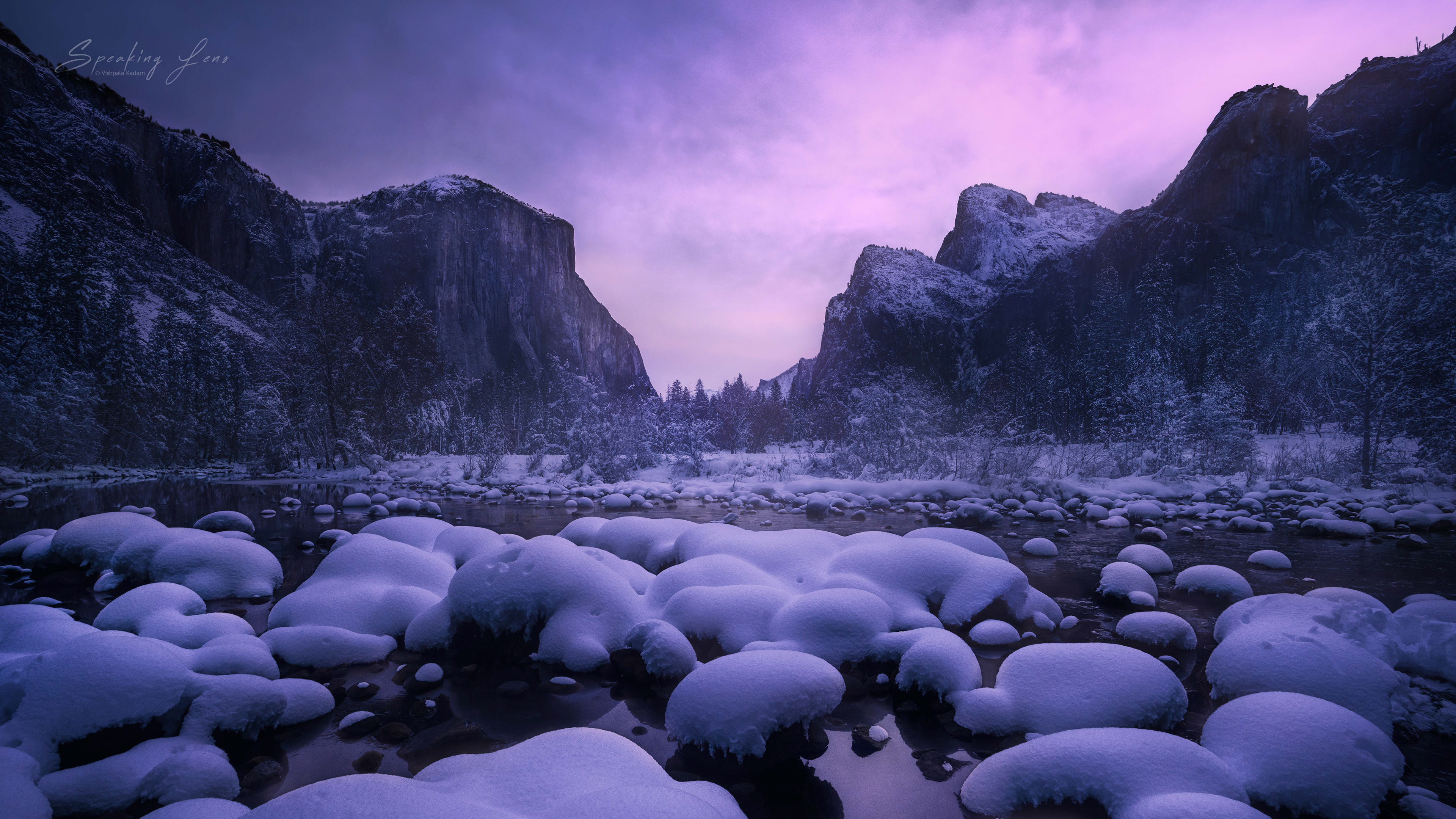 “Whispers of Dawn – Valley View in Winter”