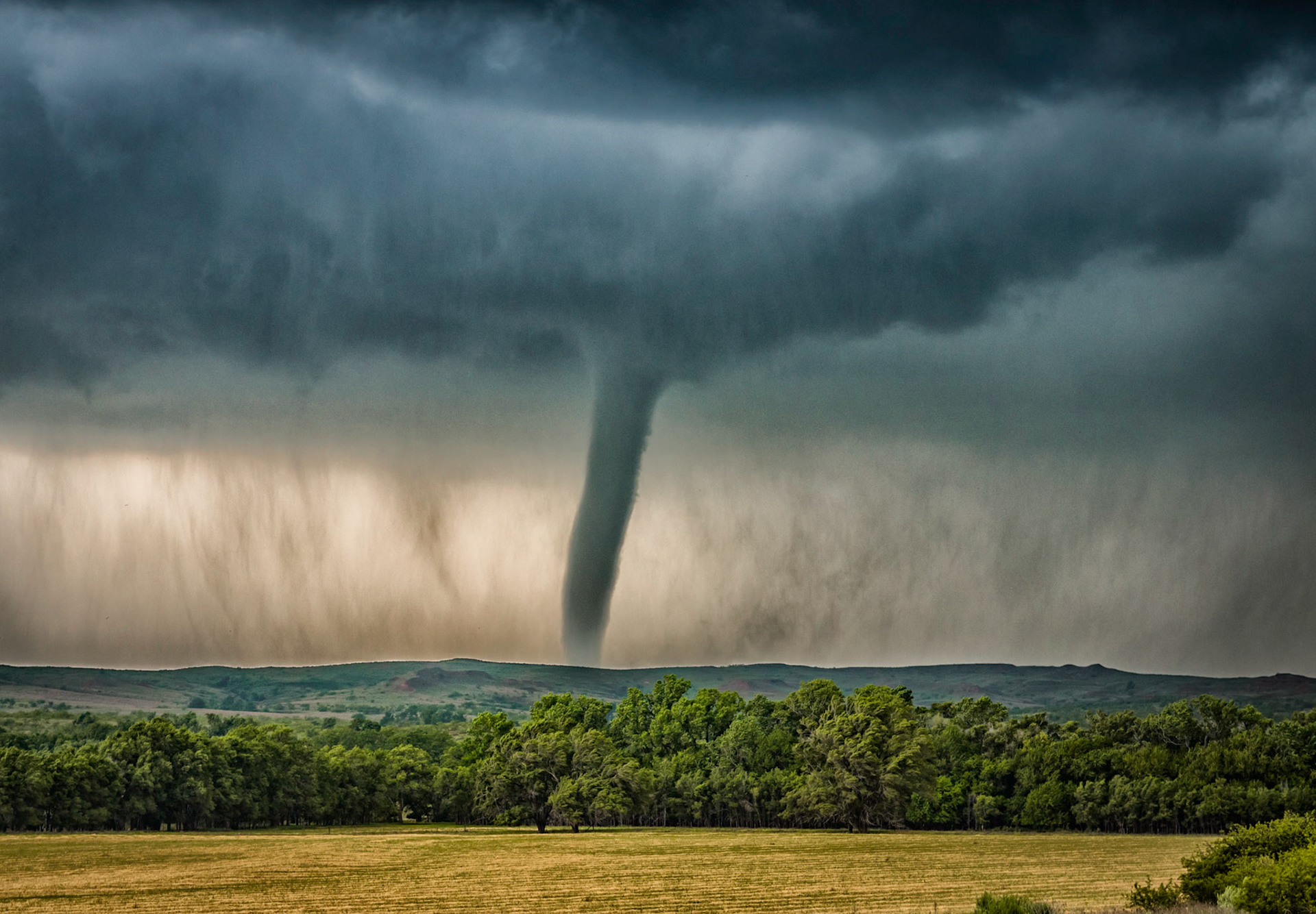 A tornado tears up the countryside outside of McLean, Tx in May 2017.