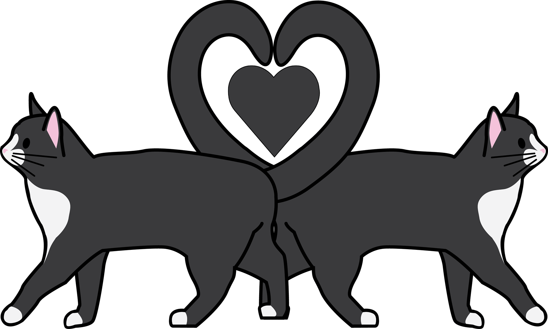 Heart Black Tuxedo Cat