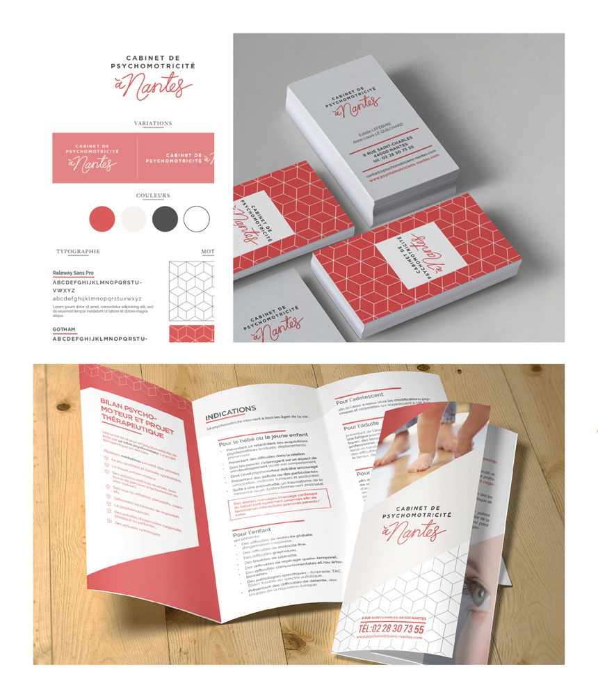 Psychomotriciens-nantes // identity / Complete brand identity design and creation of the company website. Logo, leaflet, business cards, stationary…