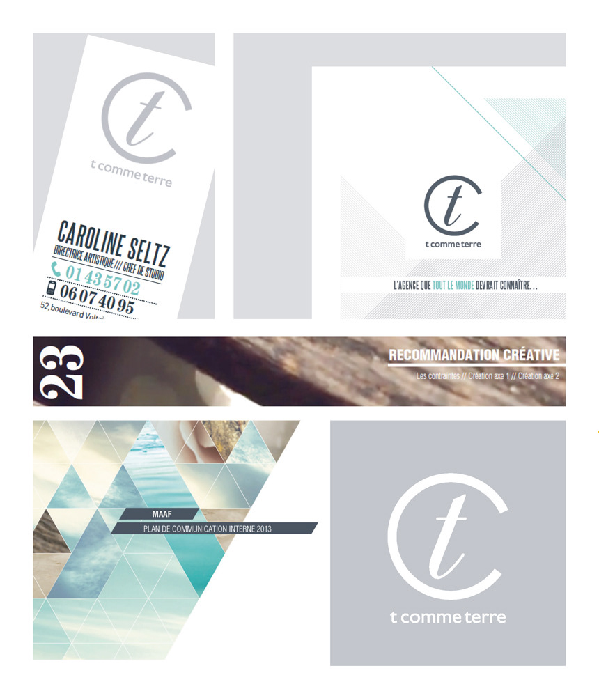 T comme terre // Complete brand identity / redesign and creation of the agency’s external communication visual tools. New logo, brochure, business cards, stationary, Powerpoint and Word templates…