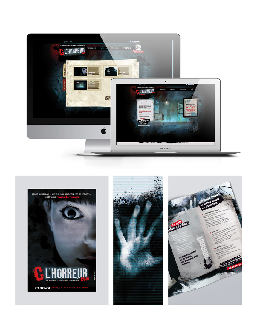Eiffage Energy / Energy awareness campaign for high school students. Designed the print and digital campaign kit : website, leaflet, poster (photo editing), social media (Facebook banners and account), marketing event (contests), AD of promotional video.