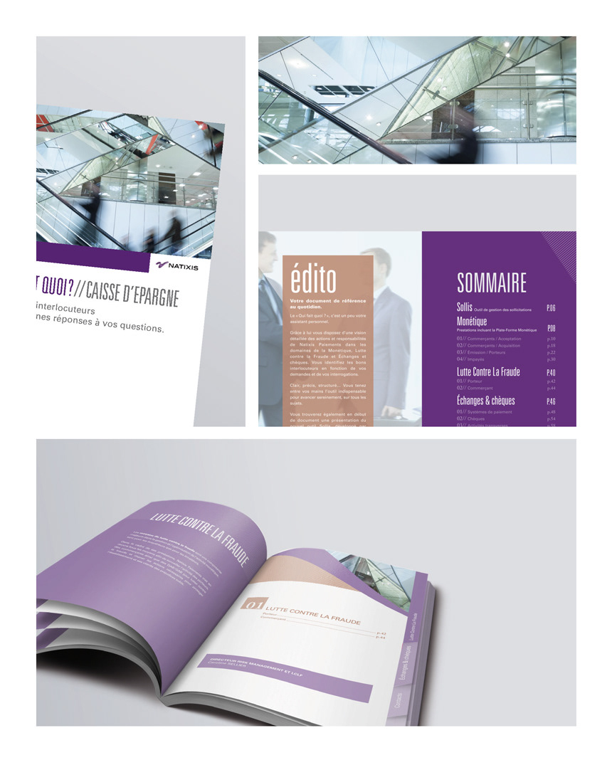Natixis Payments / Internal directory for all networks (Natixis, Banque Populaire, Caisse d’Epargne). Designed the full brochure according to the graphic charter.