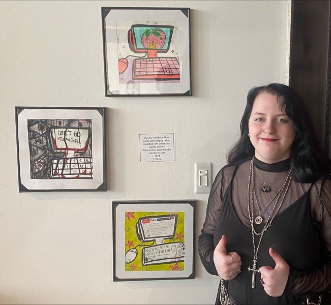 Me & work I designed for my friend's gallery show!