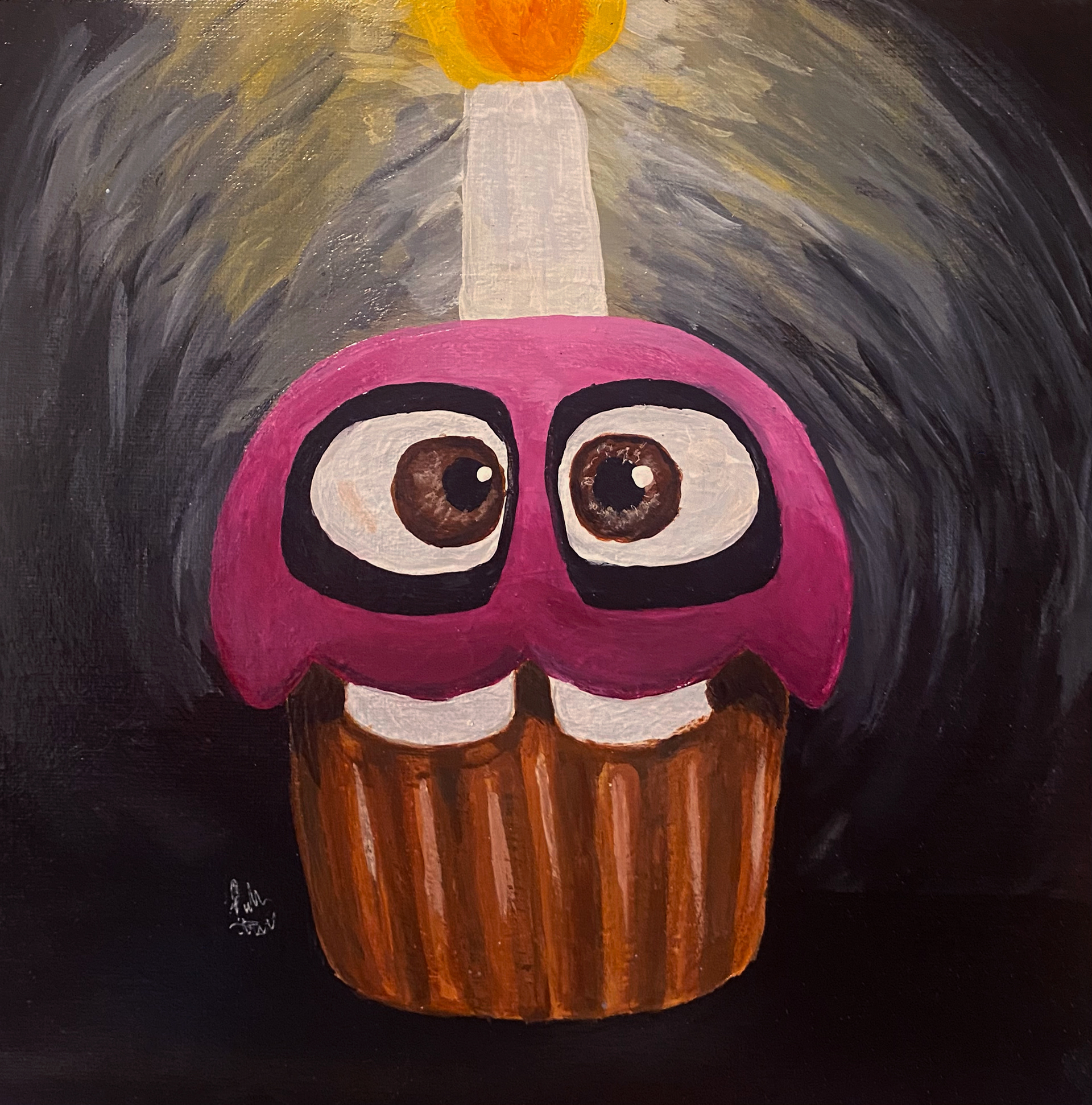 Acrylic Painting of the Cupcake from Five Nights At Freddy's