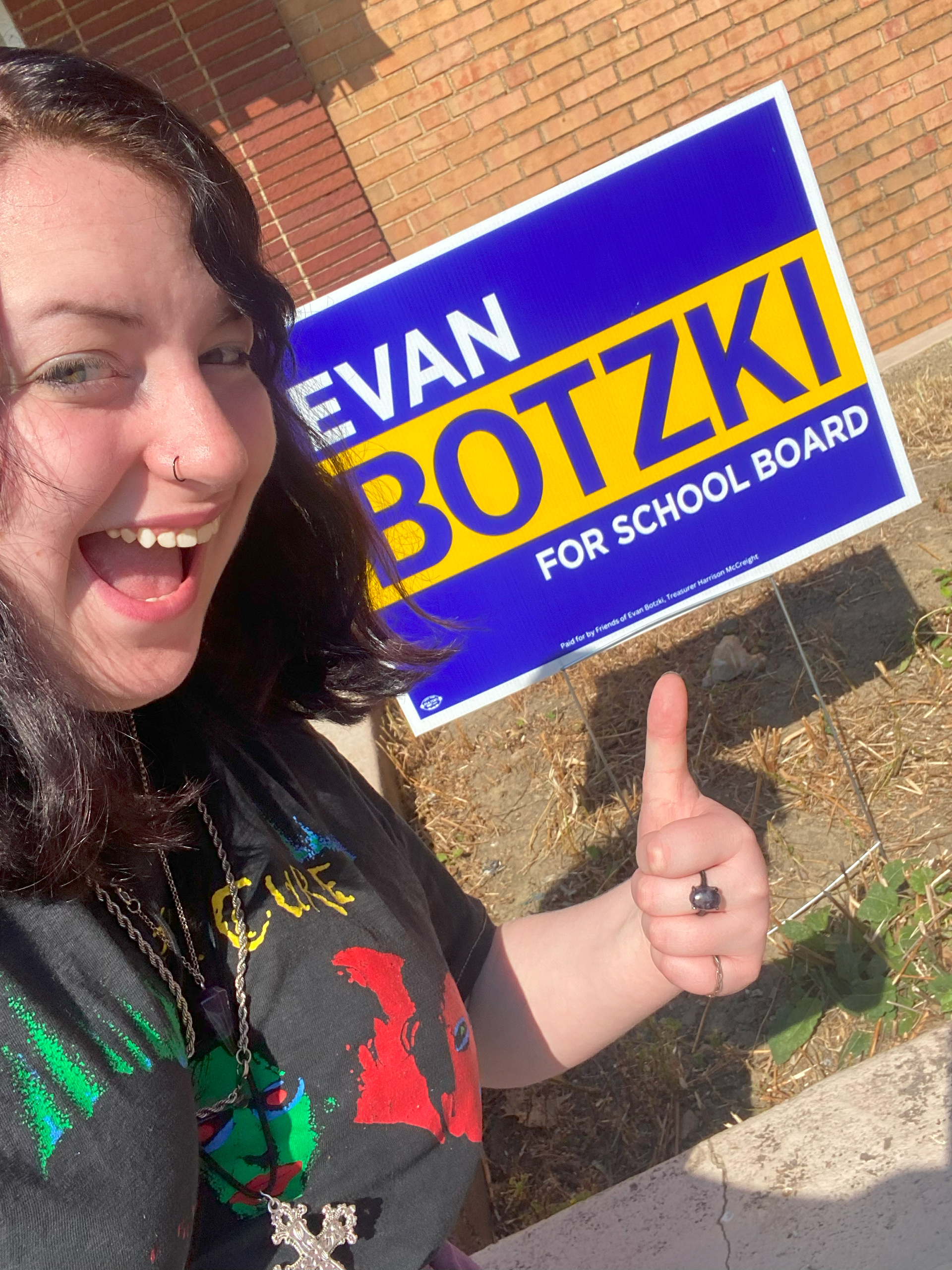 Me with the campaign sign I designed!