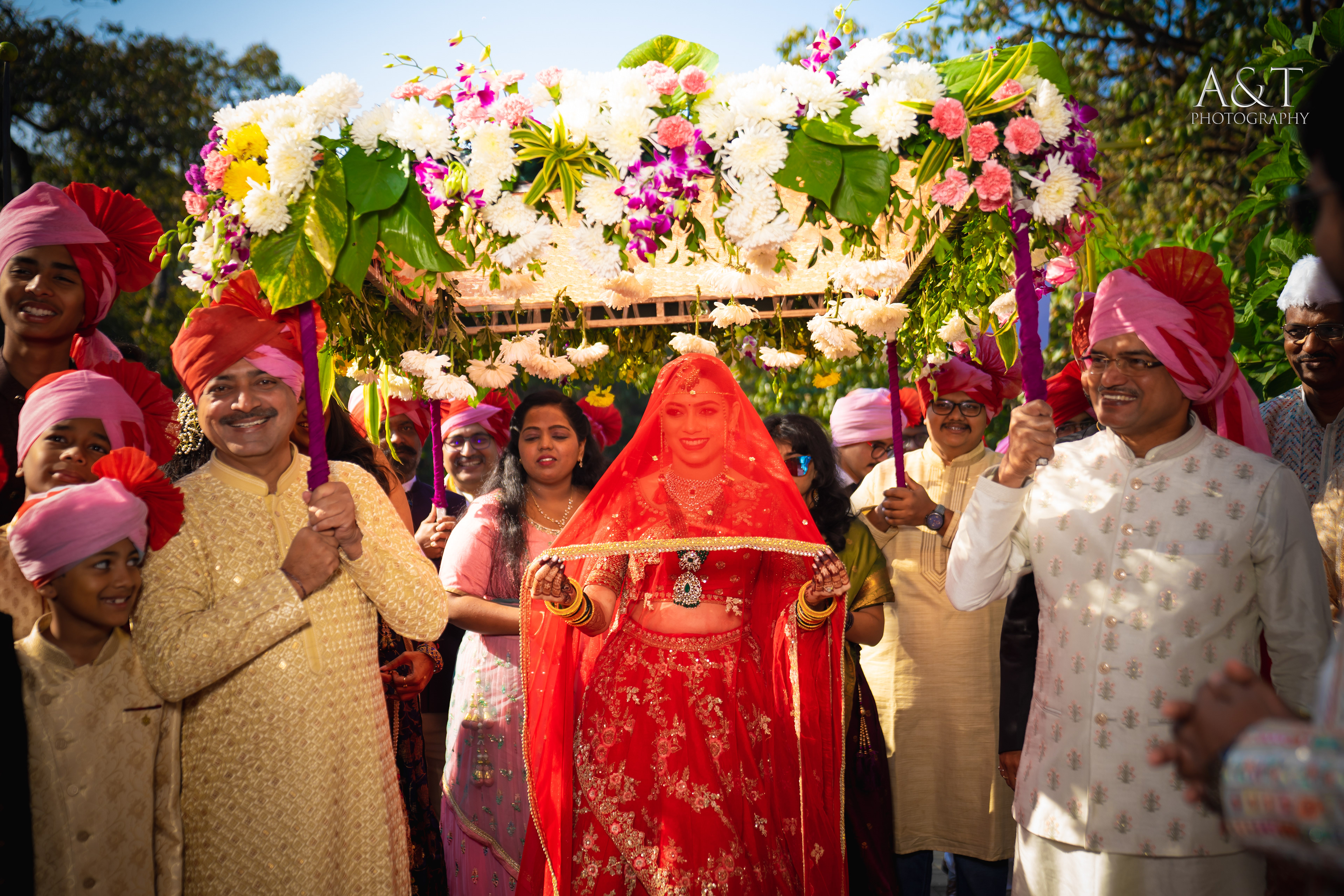 Devyanee's beuatiful Entry at her destination wedding in Mahabaleshwar. Photos are captured by best destination wedding photographer in Goa