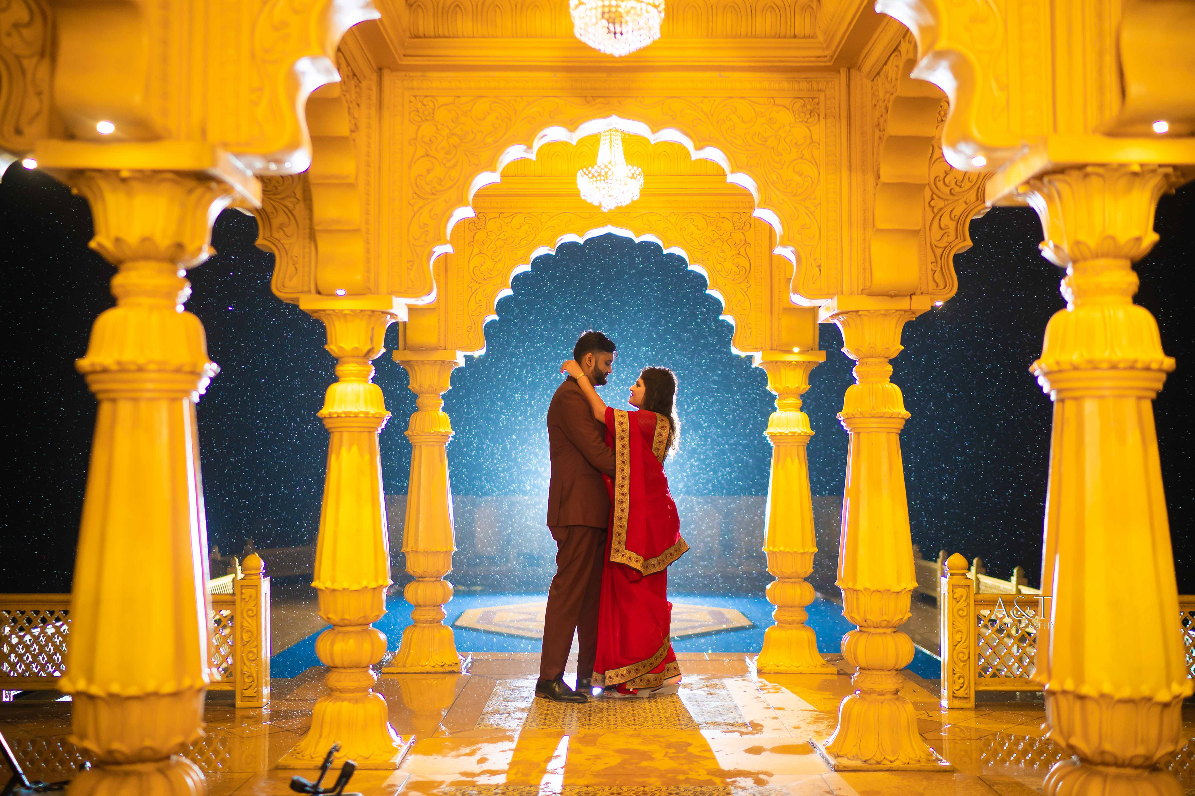 Indian Traditional Prewedding theme photoshoot by A&T Photography in Monsoon