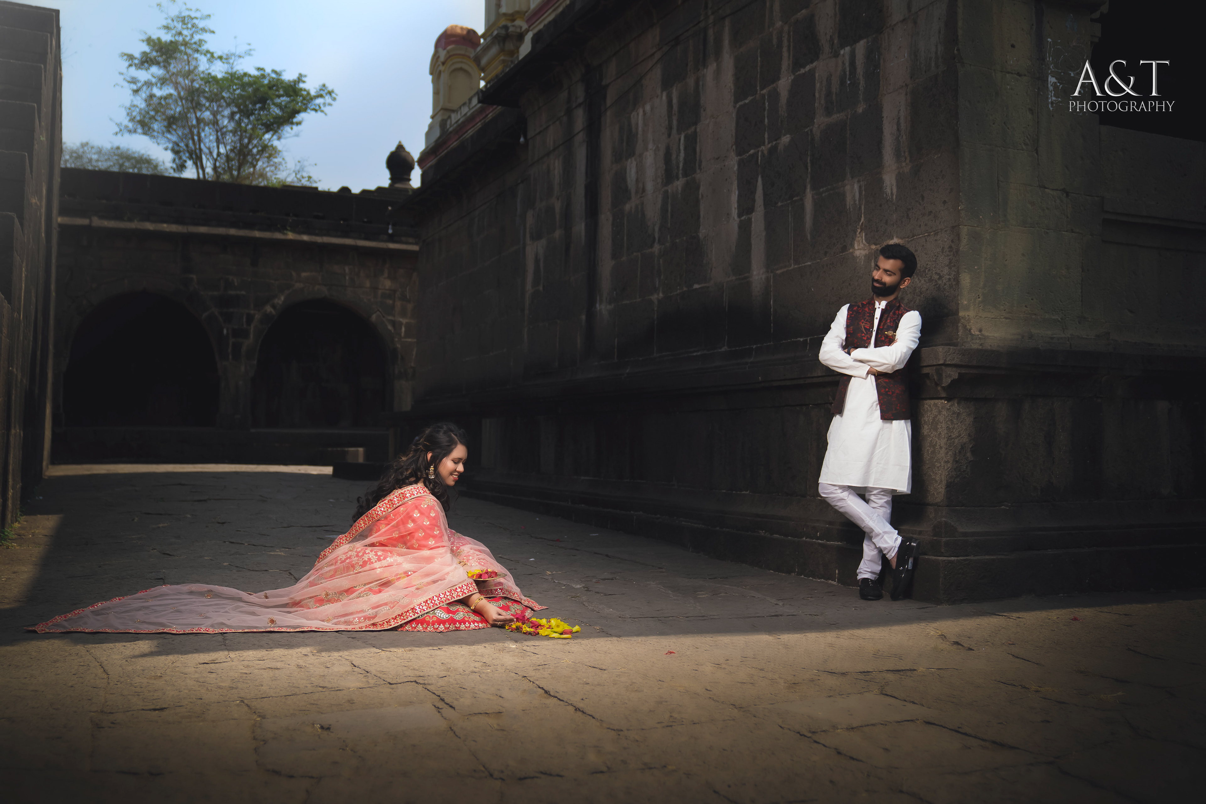 Traditional Pre-wedding shoot at Sangam Mahul Temple