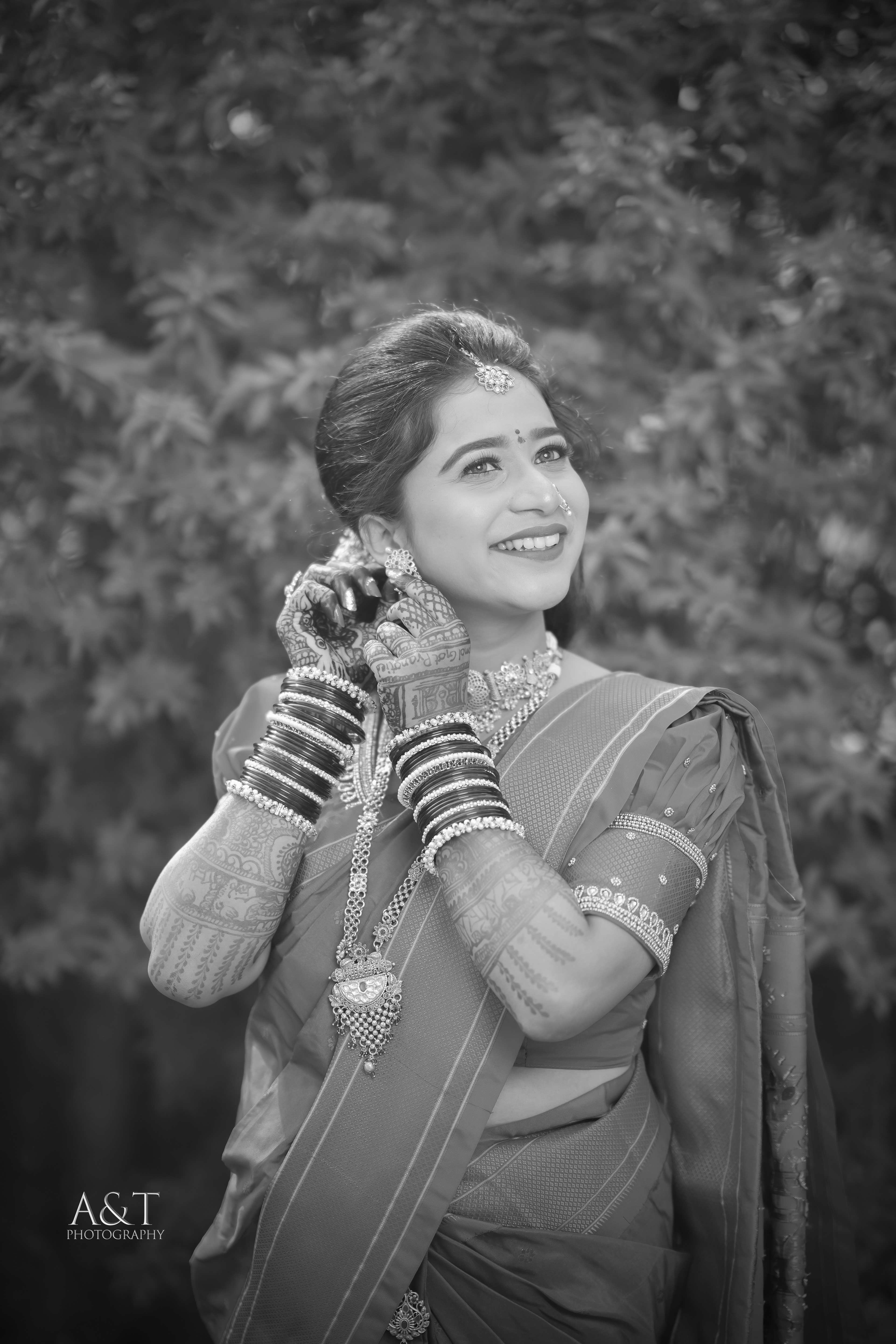 Happy and radiant Indian Bridal Portraits by A&T Photography