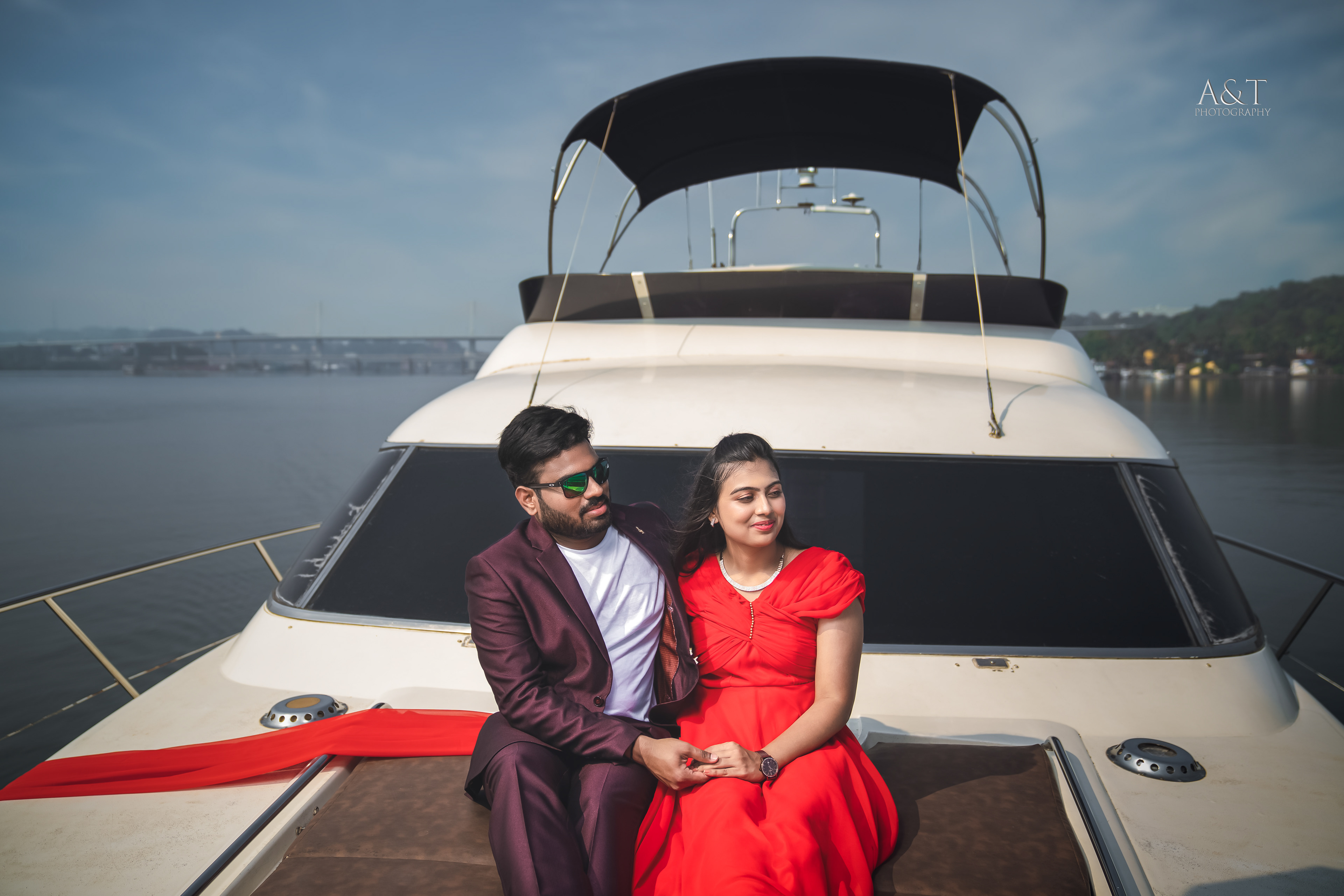 Luxury Pre-wedding Photoshoot on Yacht by A&T Photography at Goa