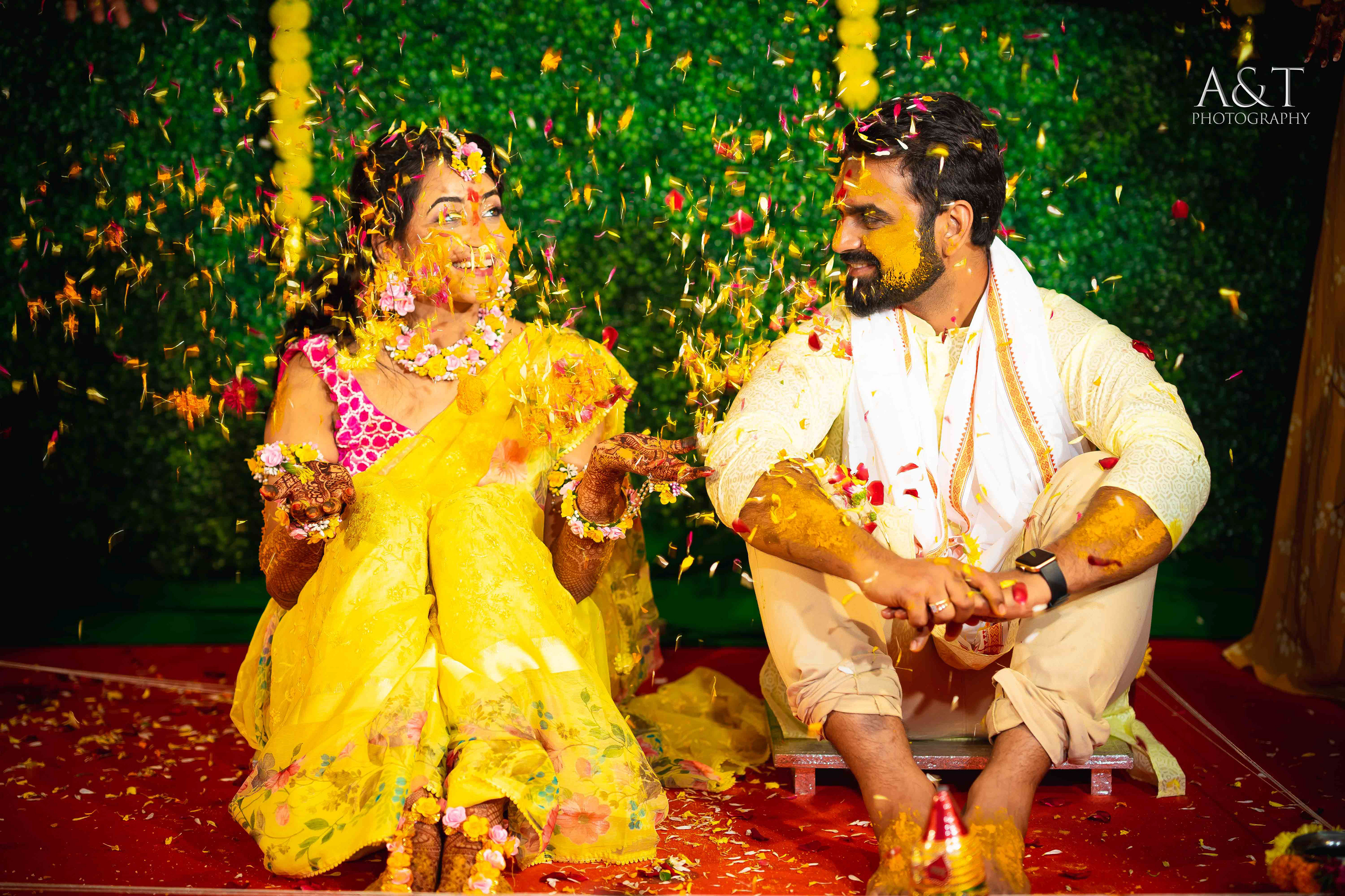 Ideas about candid photography of Indian Haldi Ceremony by A&T Photography