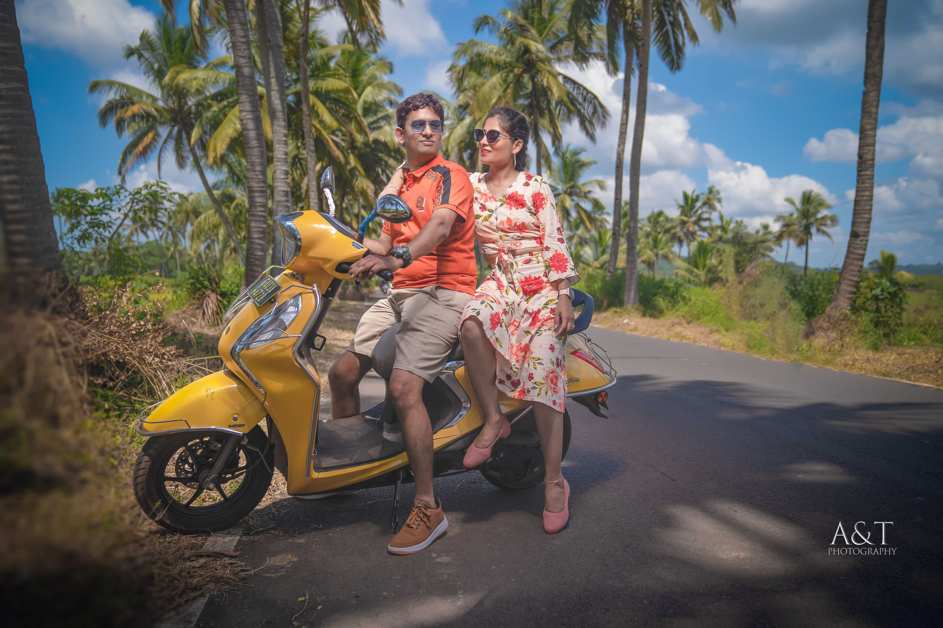 Bike rides in Goa Pre-wedding of Sanket & Komal captured by best wedding photographer in Goa