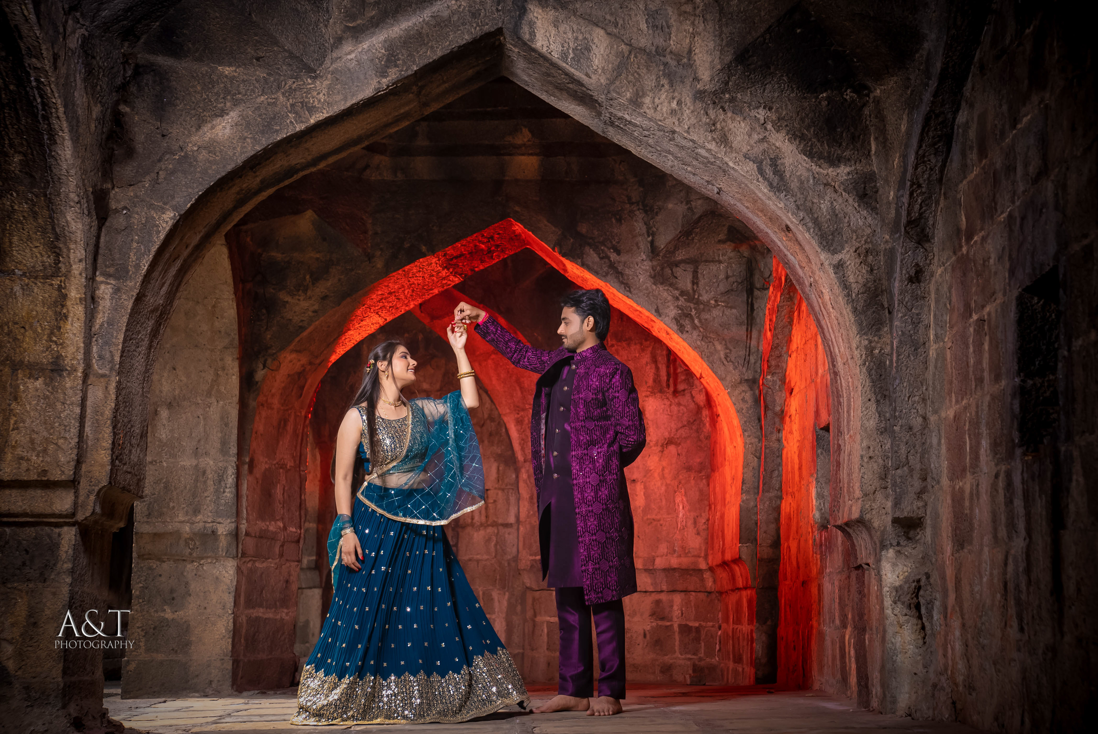 Stunning image from Priyanka and Sumit Traditional Prewedding shoot in temple