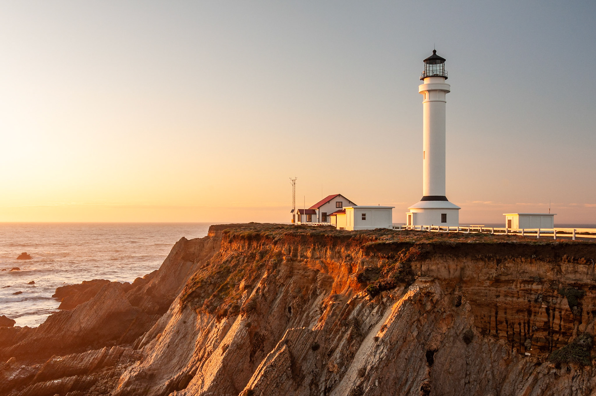 We rented one of the lightkeeper's quarters at Point Arena for a night (and wished we had stayed longer) and were rewarded with an excellent golden hour.  I took this photo from a nearby promontory that allowed a northwesterly view of the lighthouse. | Date: 13 October 2011 | Location: Point Arena, California, United States | Original resolution: 12 MP | Processing: Processed from RAW using Adobe Photoshop Lightroom Classic 9