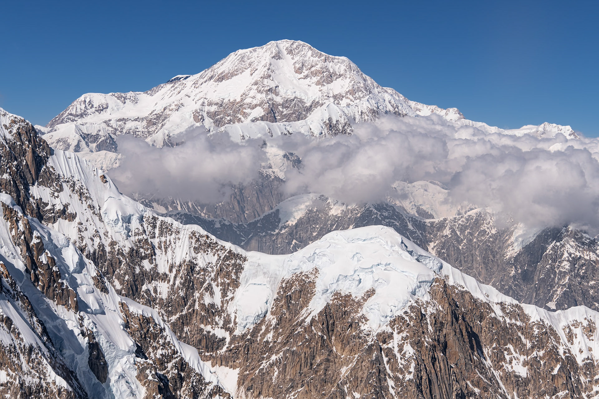 I was hesitant to take a flight around Denali, mainly because such flights tend to be a bit expensive for what you see. I have to say that thinking doesn't apply here. We took a flight with Talkeetna Air and enjoyed every minute of it. I was flying in the right-hand seat, next to the pilot, which is challenged by the propeller being in much of the view, not to mention the reflections off the cockpit glass. Nevertheless, I was able to capture this photo of Denali from about 12,000 feet. | 29 June 2022 | Denali National Park and Preserve, Alaska, United States | Nikon D850 | 45 MP | Processed from RAW using Adobe Photoshop Lightroom Classic 12
