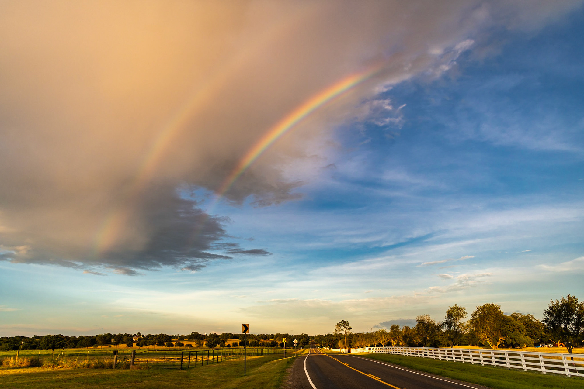 We were heading out to Independence for sunset when we pulled onto FM 390, also known as the La Bahia Trail, and came face-to-face with a double rainbow. Since the rain that day had been moving out of the east from a tropical storm in South Texas, I suspected we had a good chance of seeing a rainbow as sunset approached.Date: 24 July 2020Location: Washington County, Texas, United StatesOriginal resolution: 45 MPProcessing: Processed from RAW using Adobe Photoshop Lightroom Classic 9