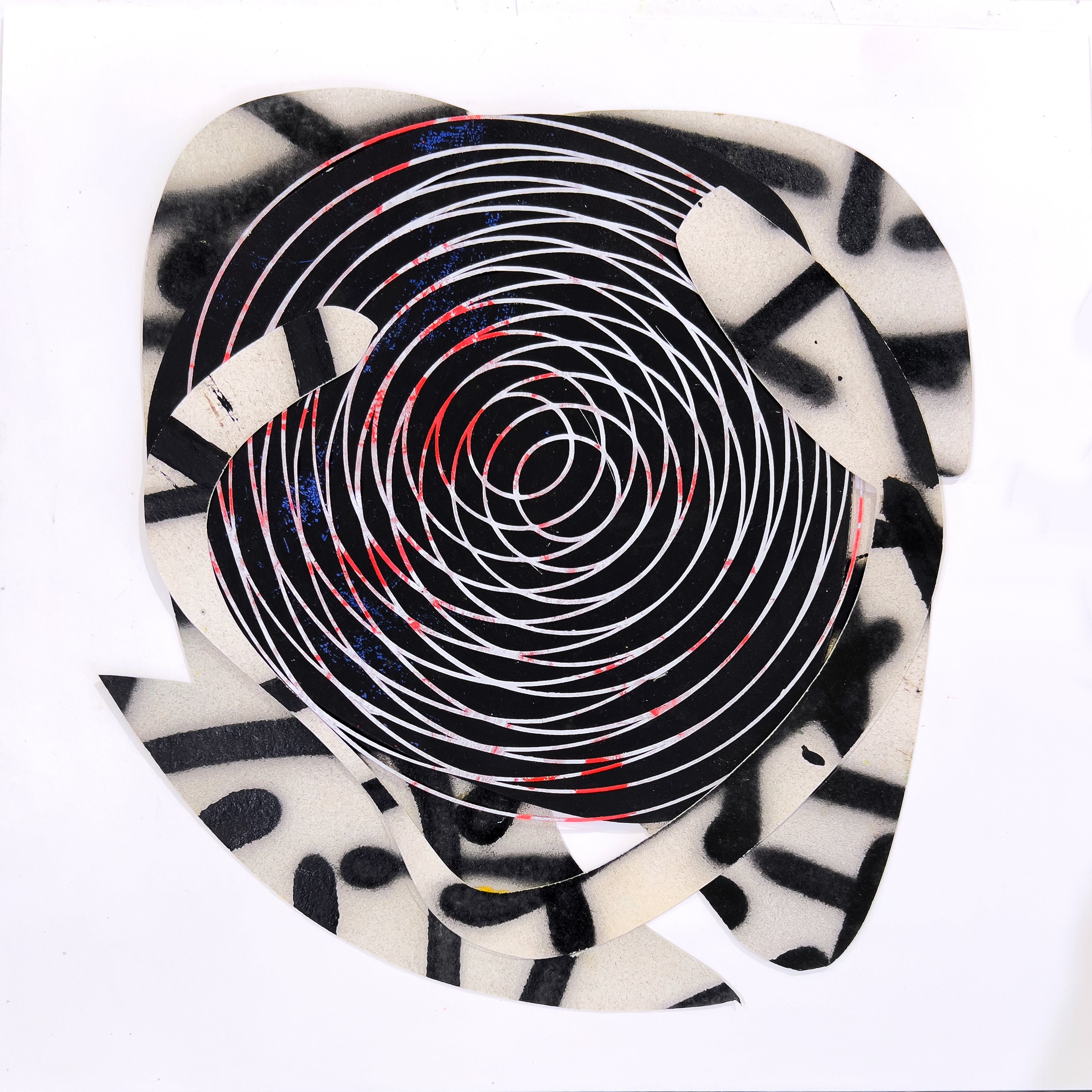 Interference 1. 13.3/8 x12.1/8. Acrylic on paper, 2024