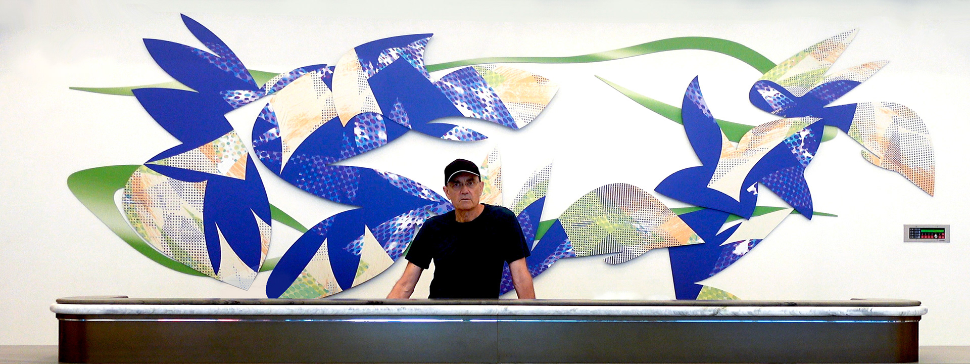 Bluewave, digital printed multiple panel aluminum composite material