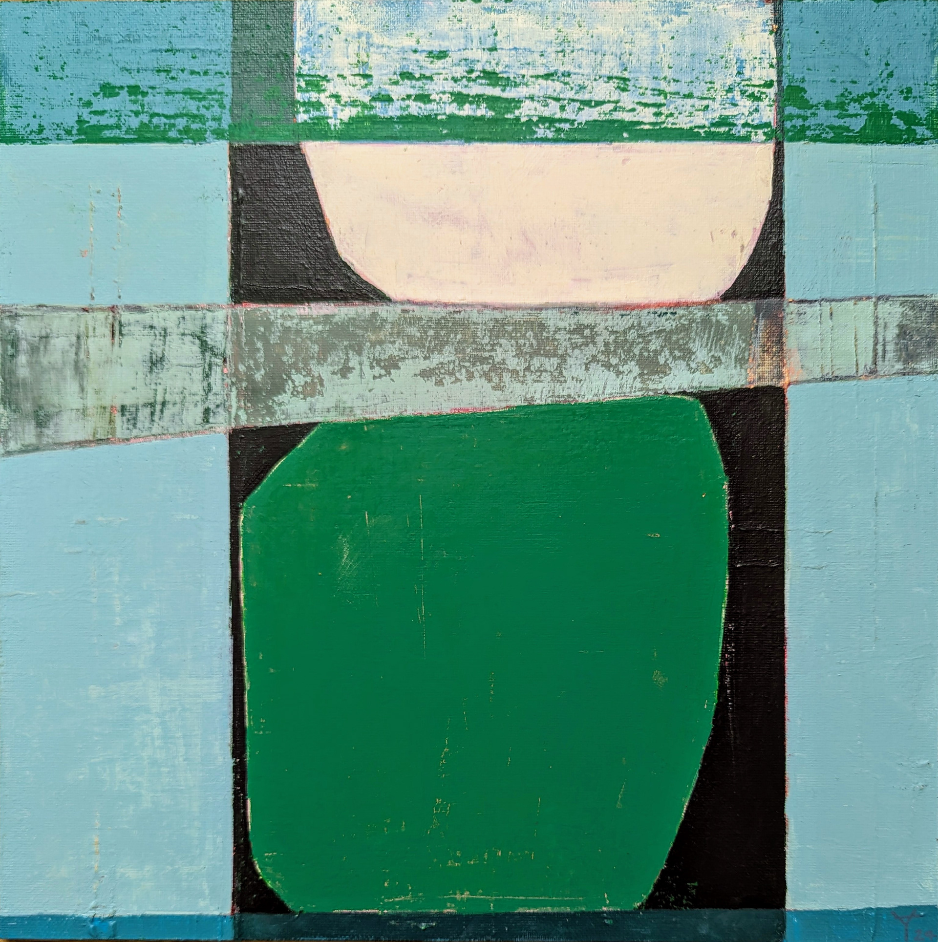 The meeting of the waters, 2024, acrylics on 30x30cm canvasboard