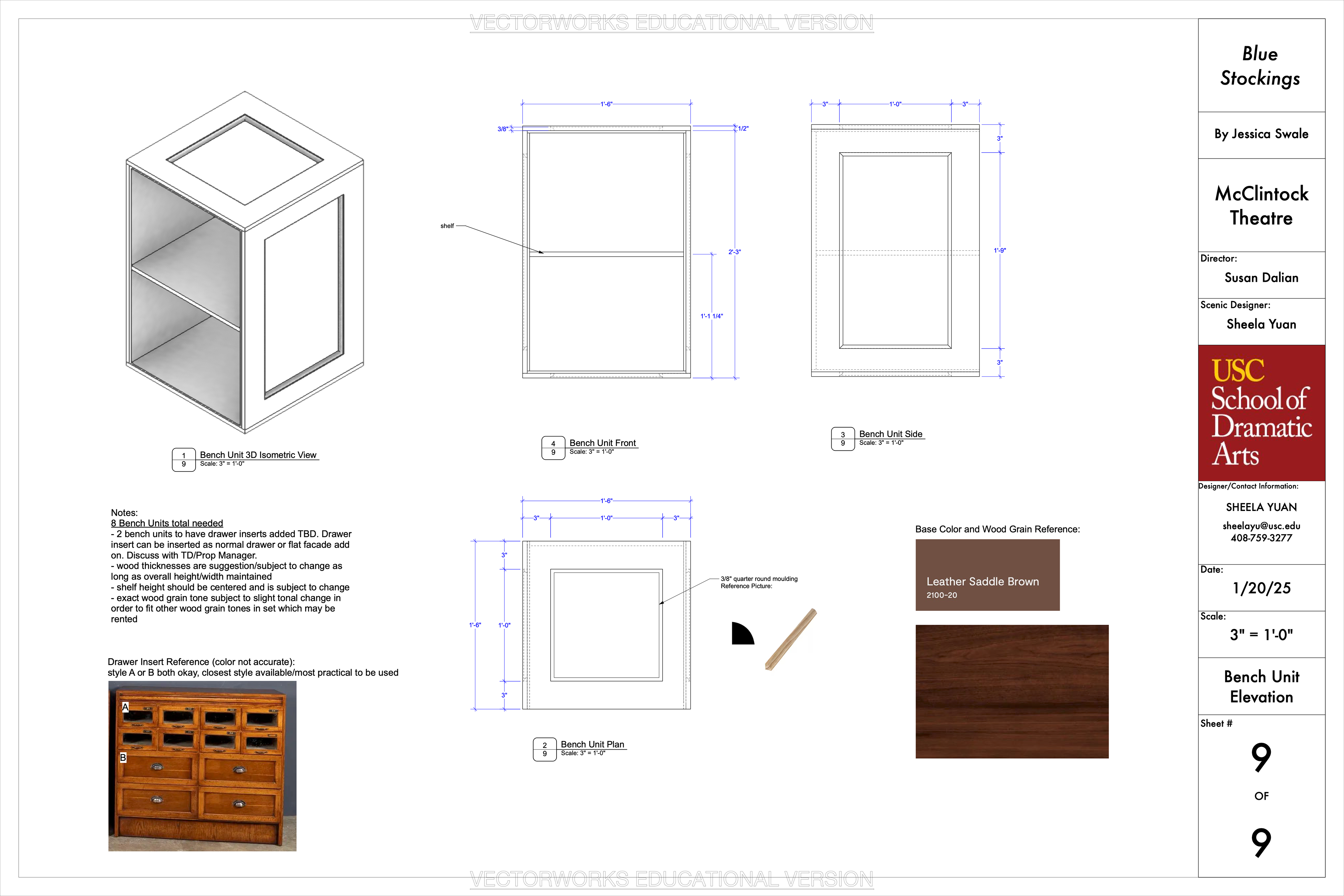 bench/shelf unit drafting