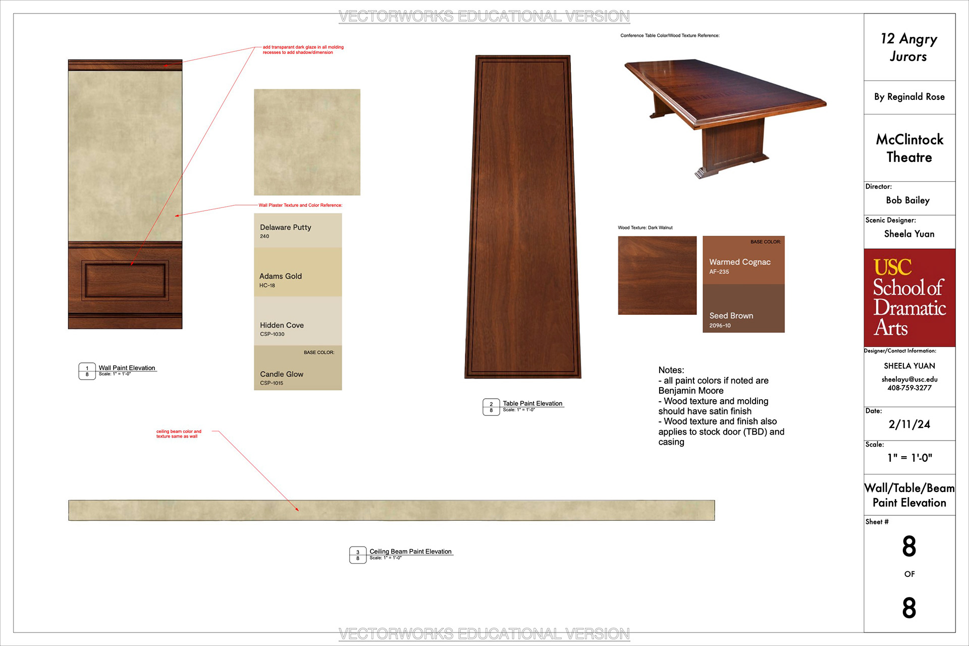 wall and table paint elevation