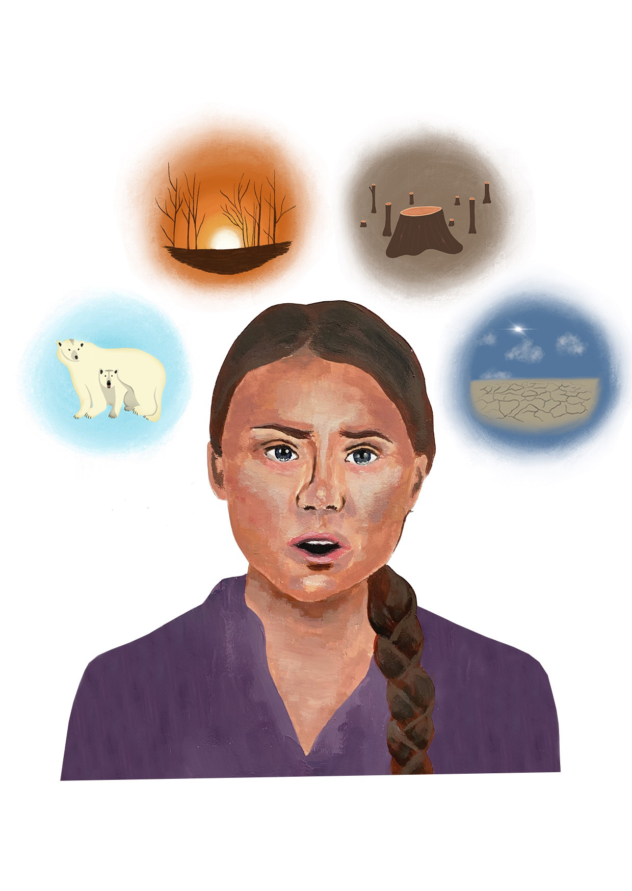 Greta Thunberg Spot Illustration Variation