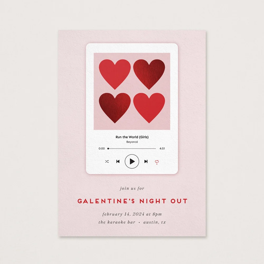Music Player Love — Greenvelope Galentine’s Party Invitation