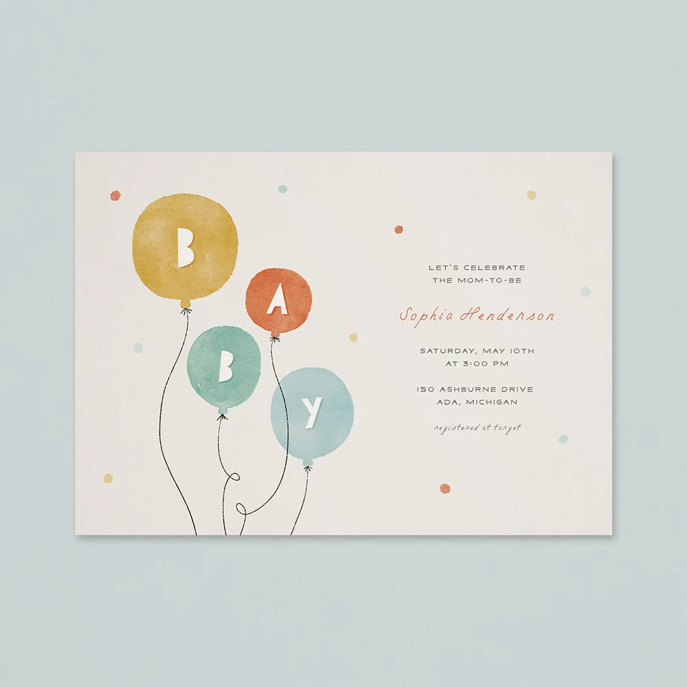 Baby Balloons — Baby shower invitation available for licensing