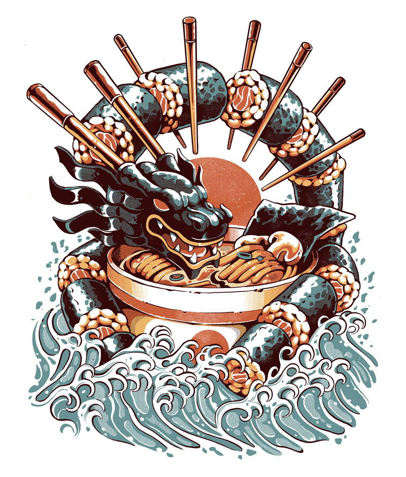 Ramen Sushi Dragon - White