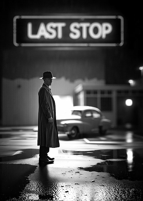 Last Stop Until the End of the Road - Surreal Noir Art by © Bob Orsillo - All Rights Reserved.