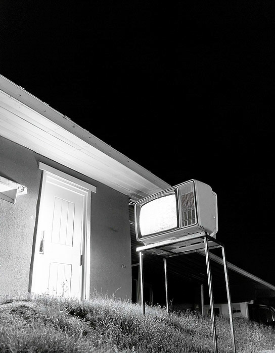 Your TV is at the Midnight Door - Surreal Noir Art by © Bob Orsillo - All Rights Reserved.