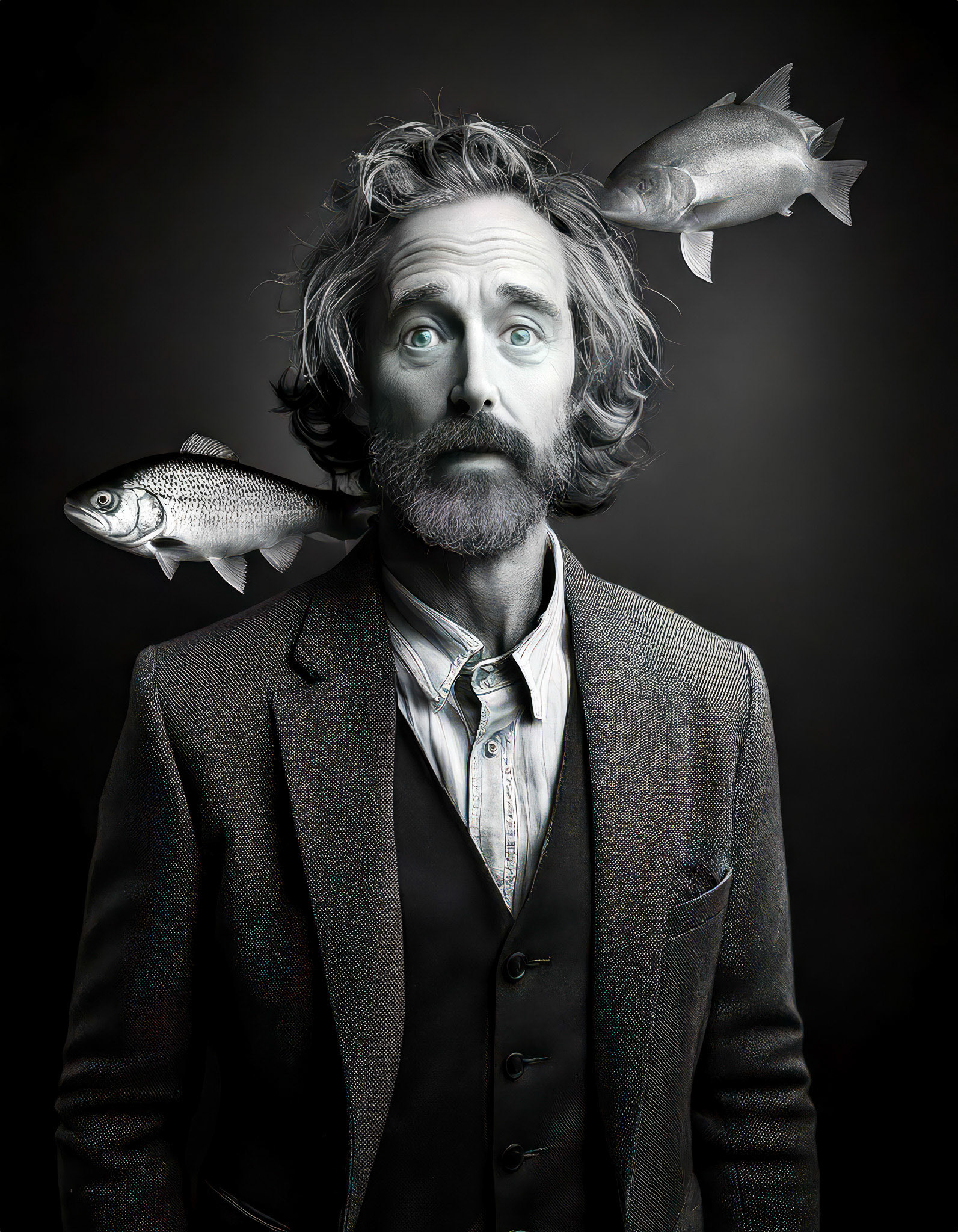 Kissed by a Fish Ignored by Another- Surrealism by © Bob Orsillo All Rights Reserved