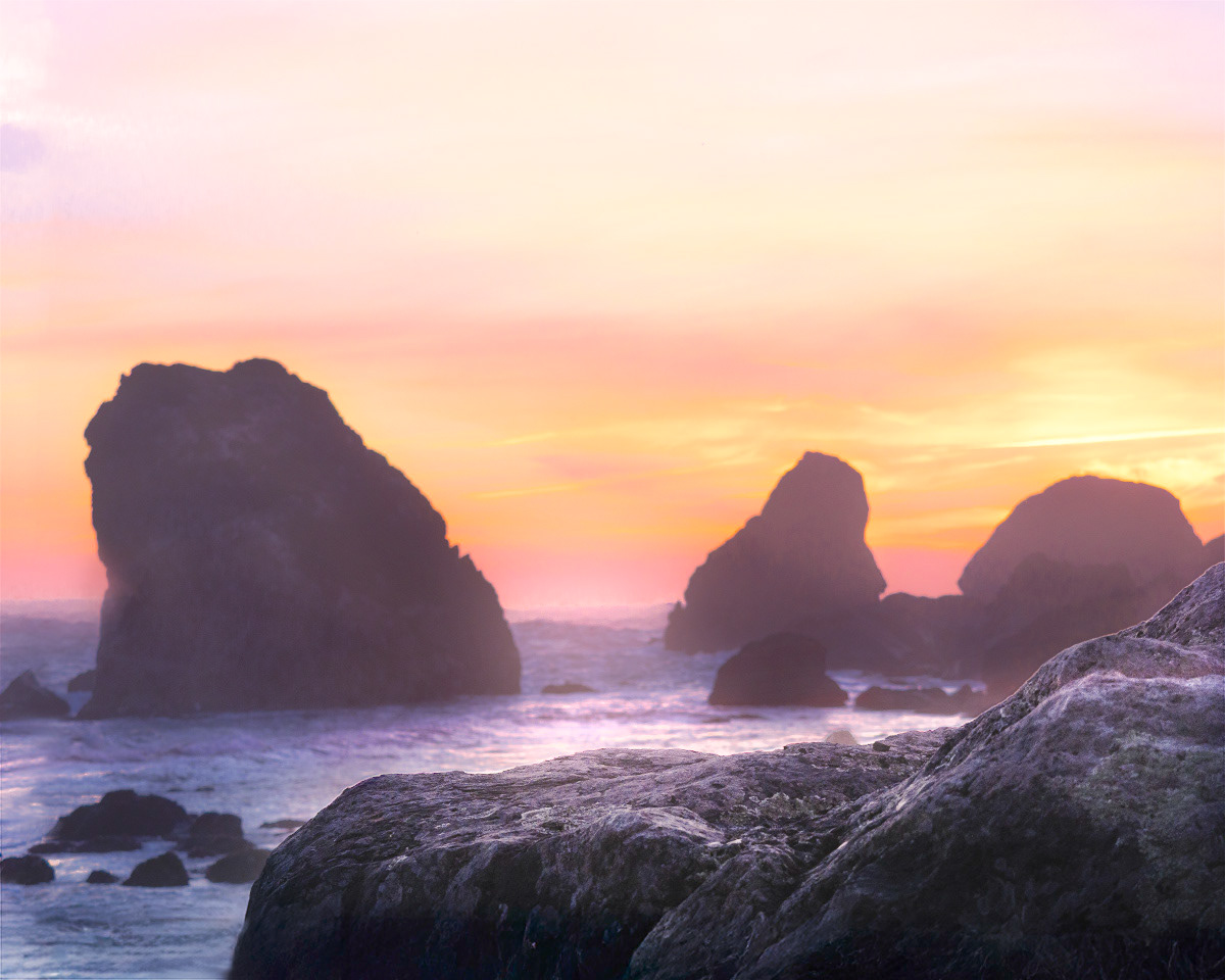 Sunset Sea Stacks, Oregon